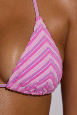 Triangle Bikini Top in Pink and Purple Print
