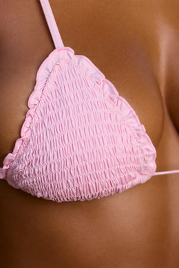 Halter Neck Triangle Bikini Top in Ballerina Pink