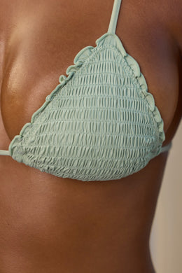 Halter Neck Triangle Bikini Top in Sage