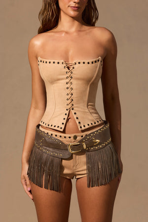 Fringed Belt in Dark Tan