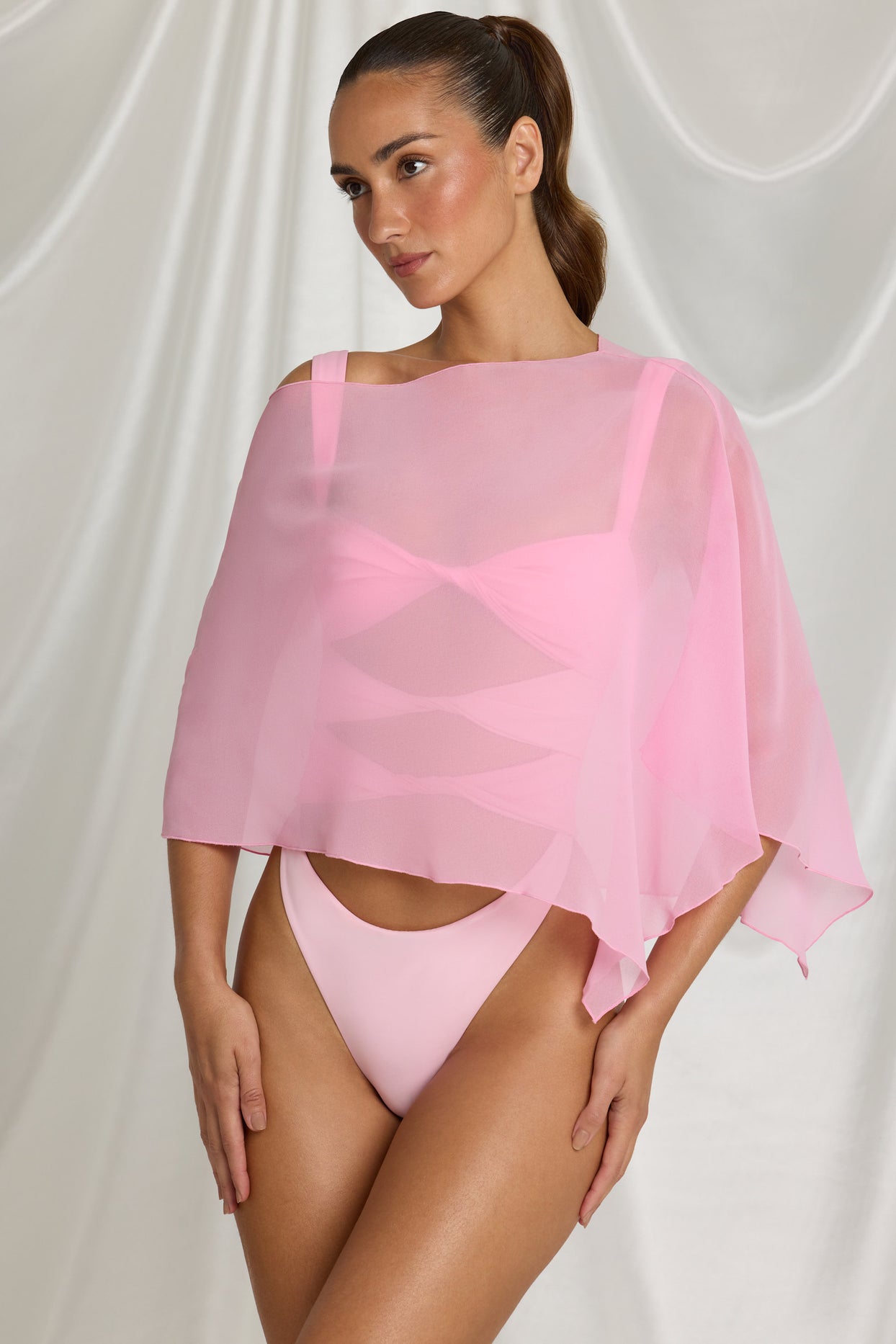 Sheer Poncho in Candyfloss Pink - 9