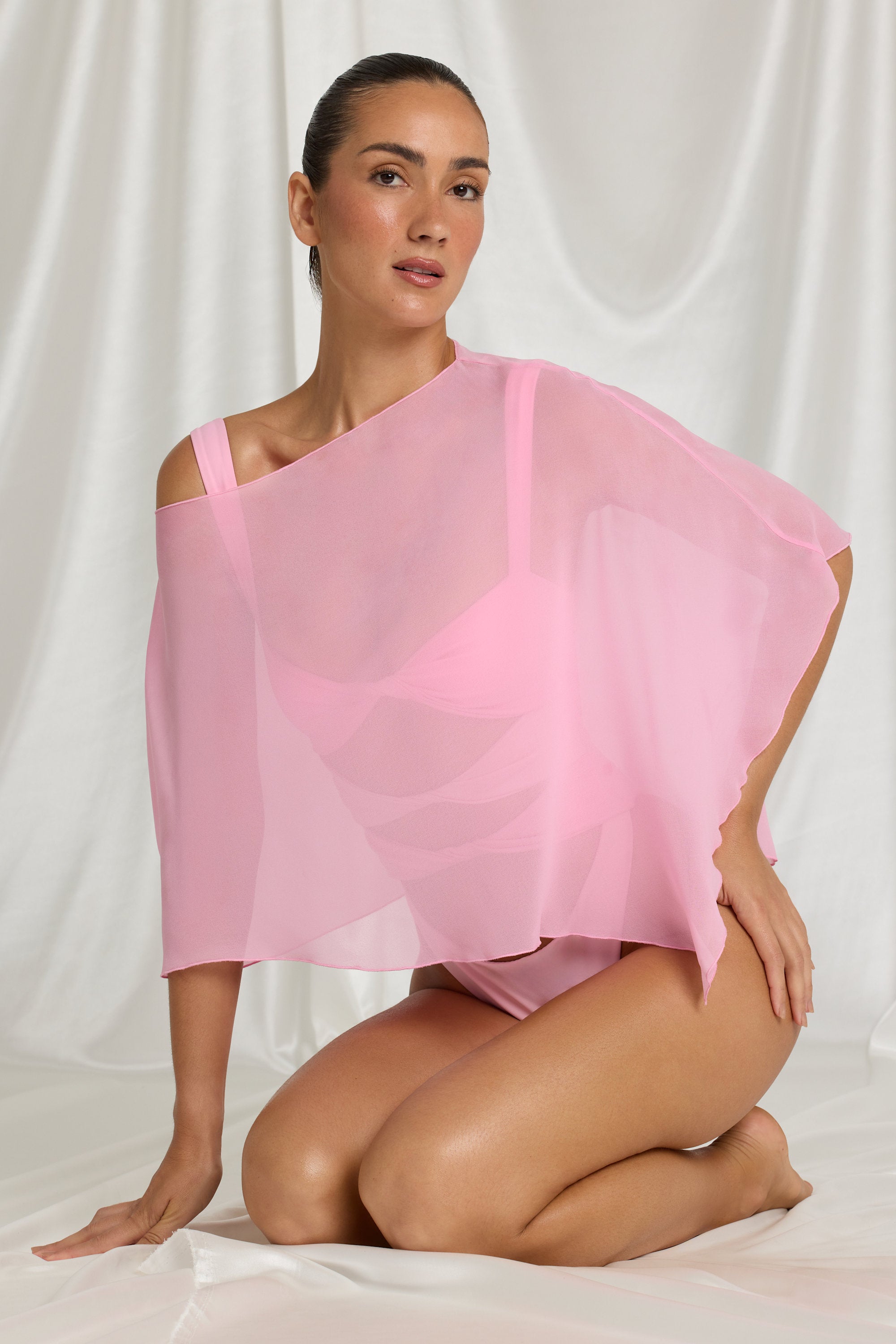 Sheer Poncho in Candyfloss Pink - 1