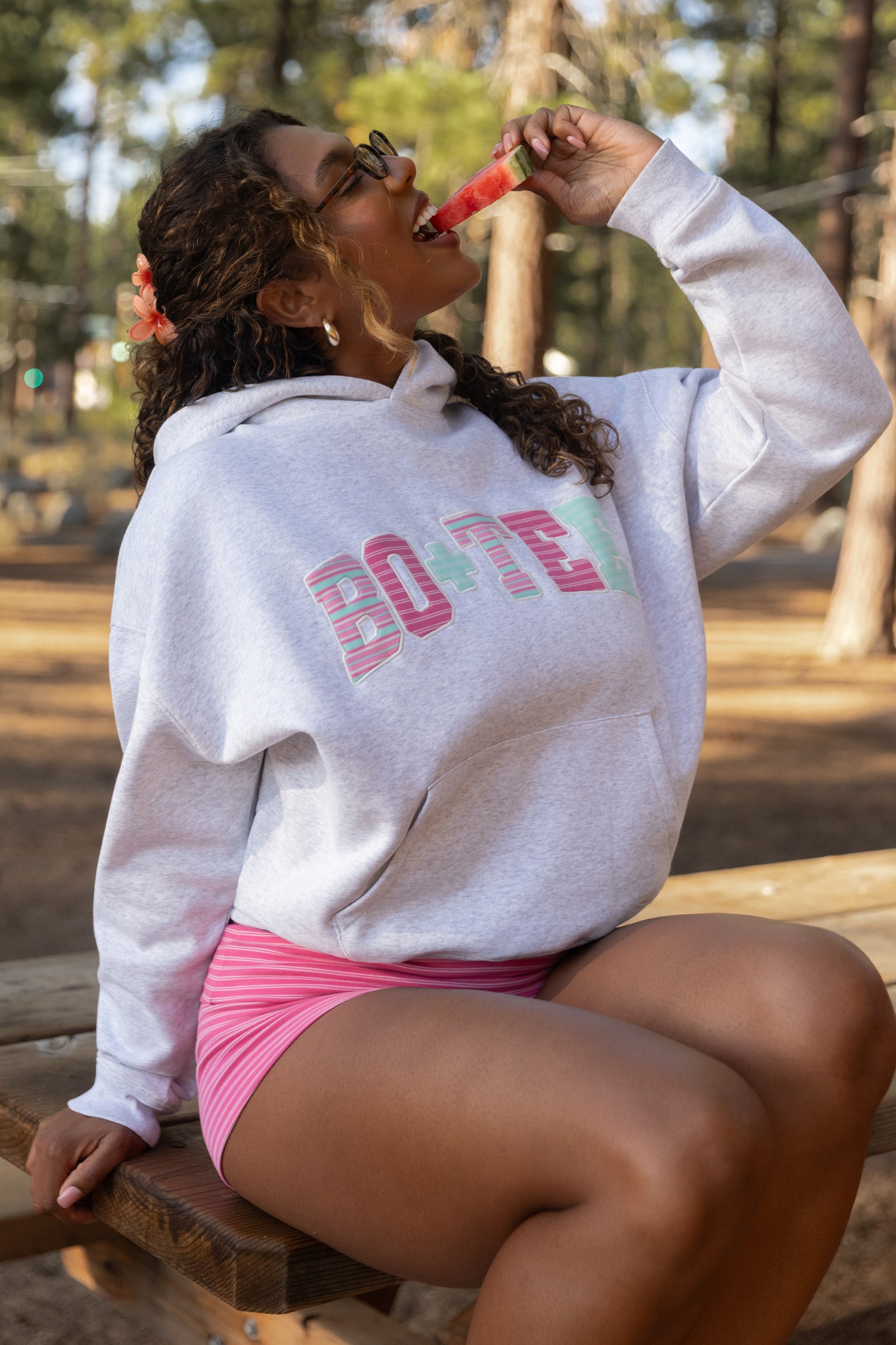 Zip-Up Cropped Knit Hoodie in Soft Pink | Bo+Tee – Oh Polly UK