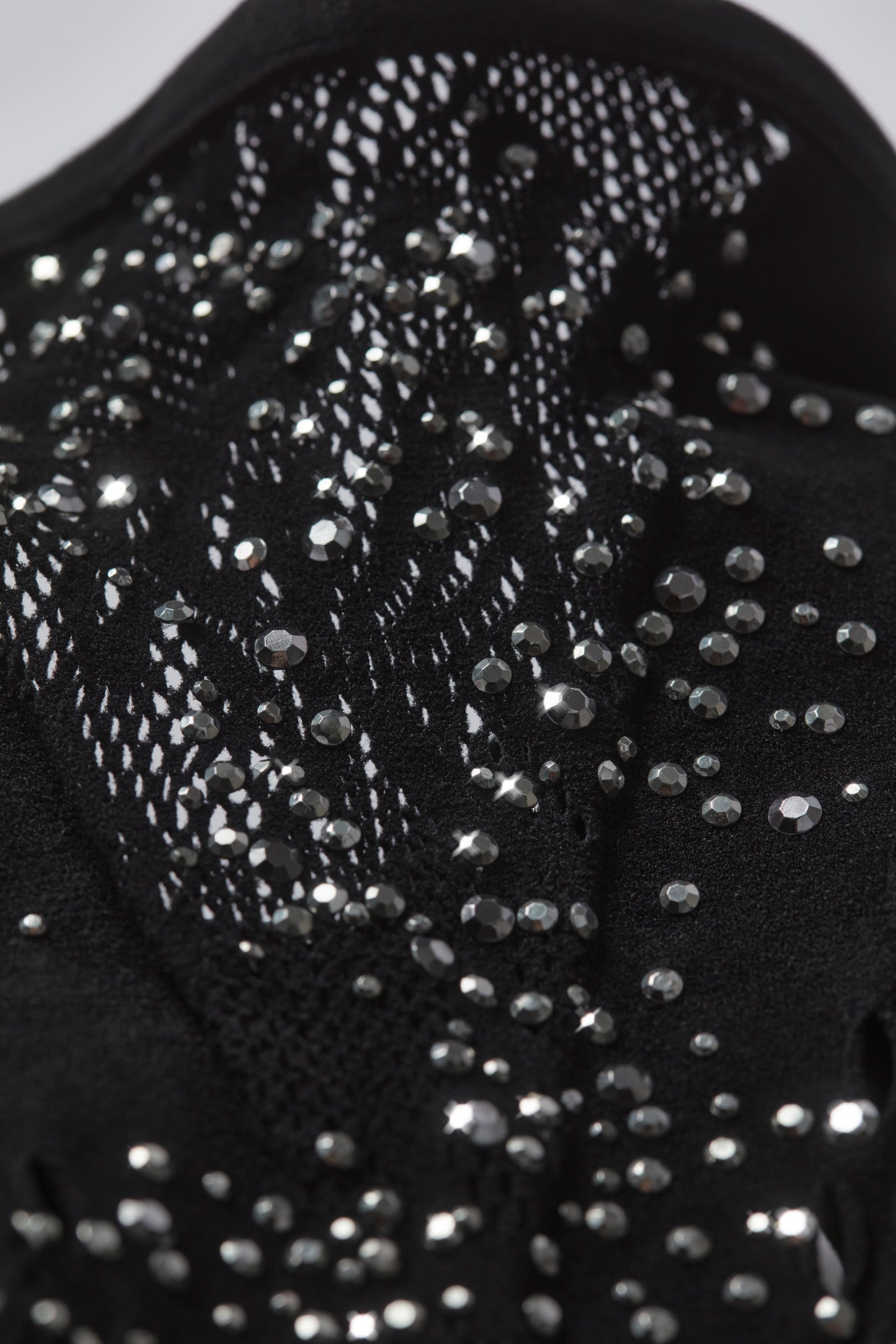 Embellished Lace-Up High-Neck Top in Black