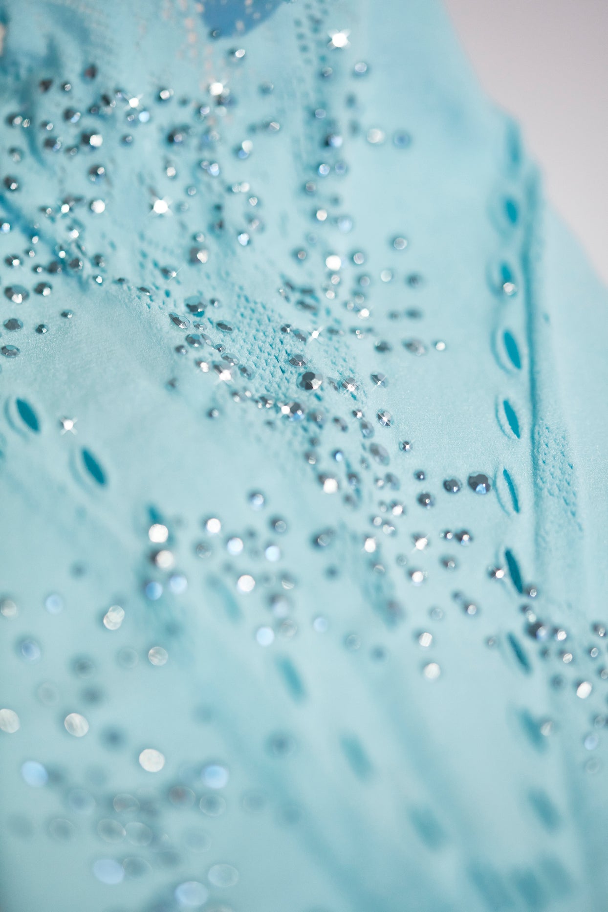 Embellished Mid-Rise Flared Trousers in Ice Blue - 11