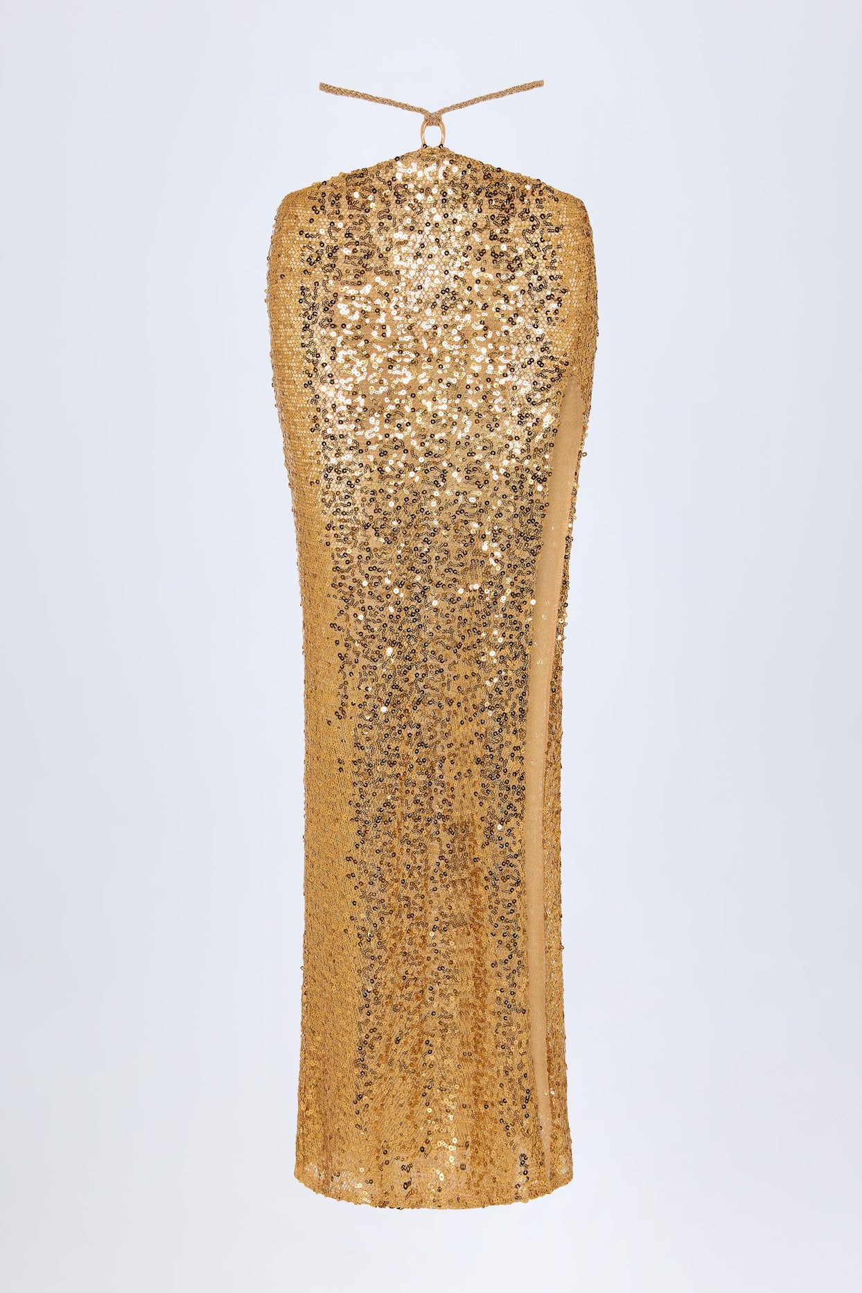 Embellished Hardware-Detail Strappy Maxi Skirt in Gold - 4