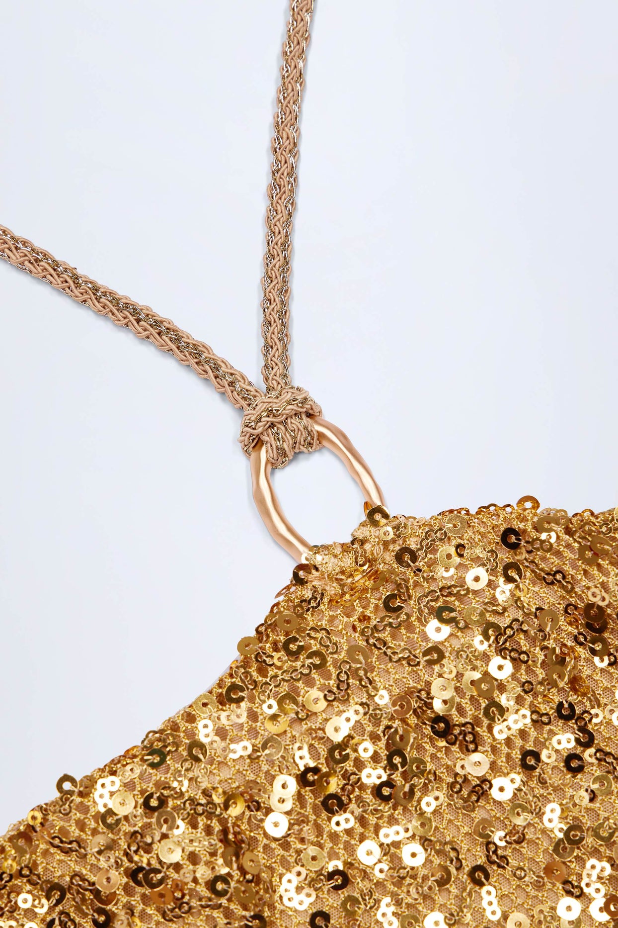 Embellished Hardware-Detail Strappy Maxi Skirt in Gold - 7