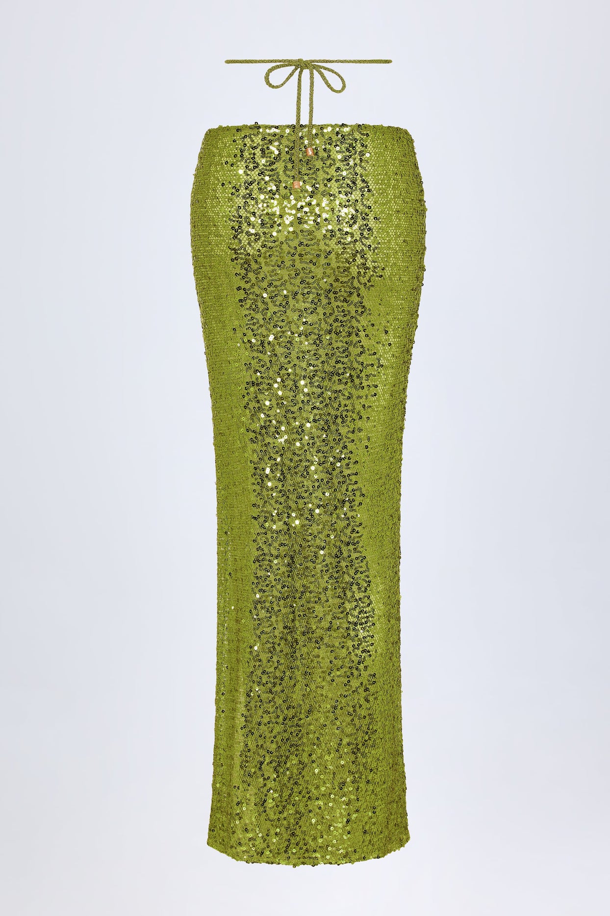 Embellished Hardware-Detail Strappy Maxi Skirt in Olive Green - 5