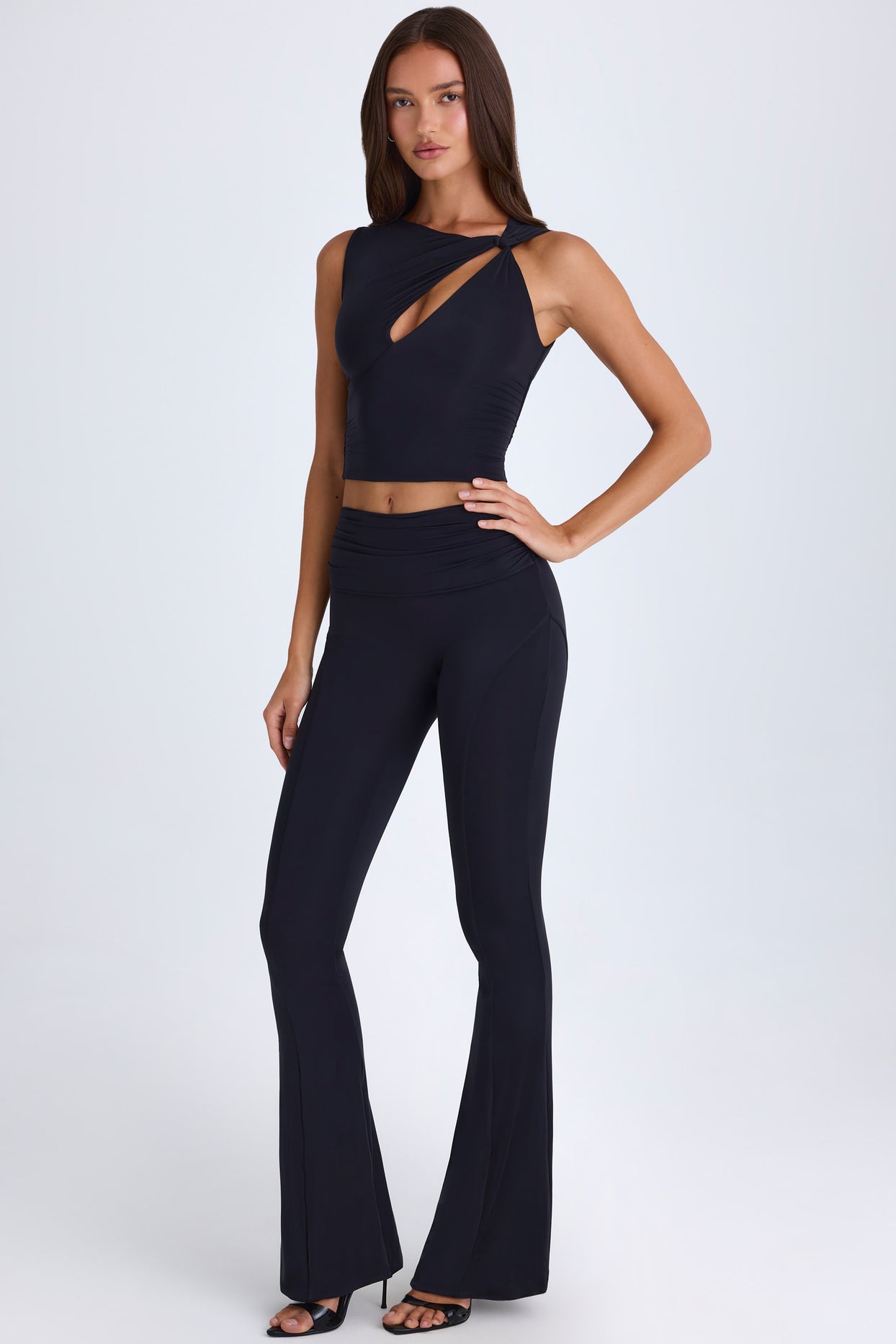 Twisted Cut-Out Tank Top in Black - 8