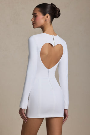 Cut-Out Heart-Detail Bodycon Mini Dress in White | Oh Polly Cut-Out Heart-Detail Bodycon Mini Dress in White | Oh Polly