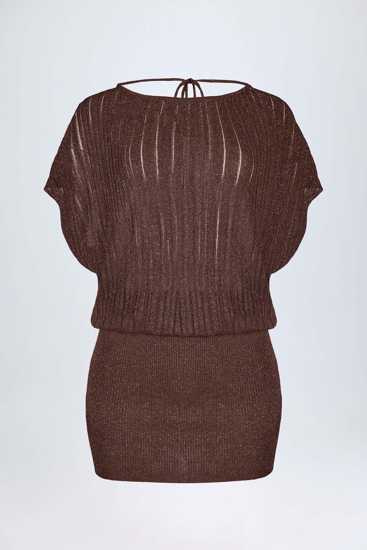 Backless Batwing Mini Dress in Bronze - 3
