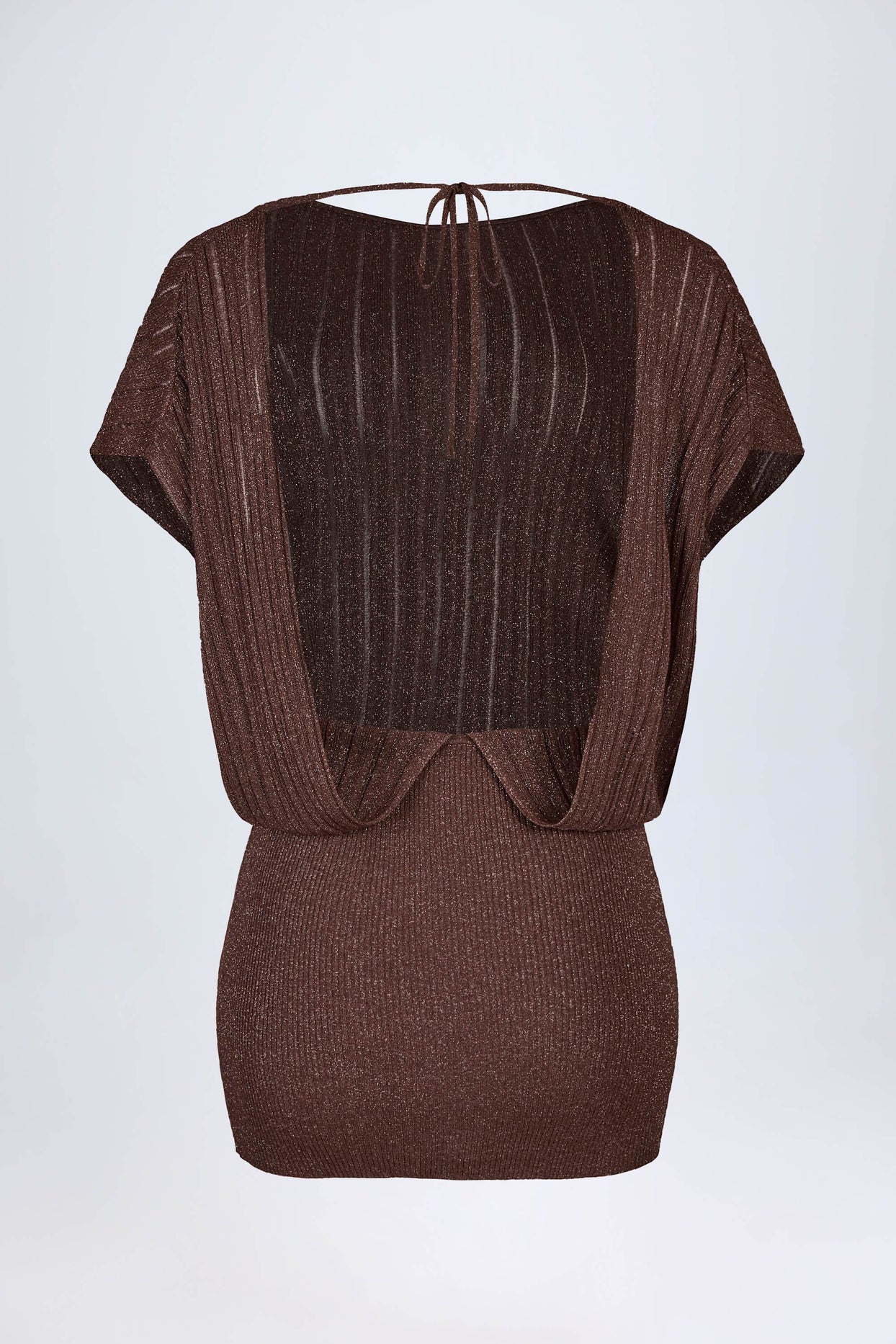 Backless Batwing Mini Dress in Bronze - 4