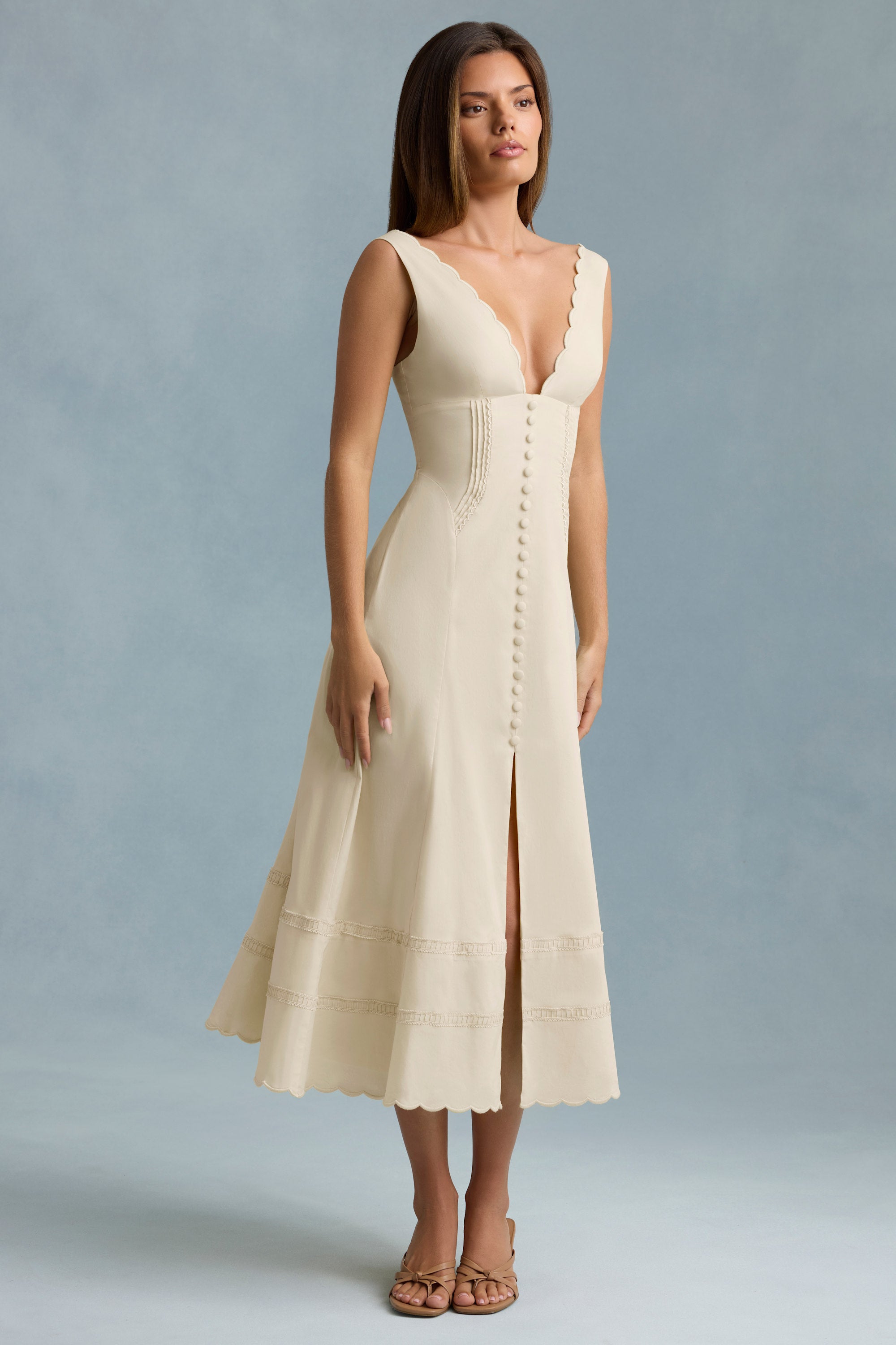 Midaxi Tee Poplin Dress - Oatmeal