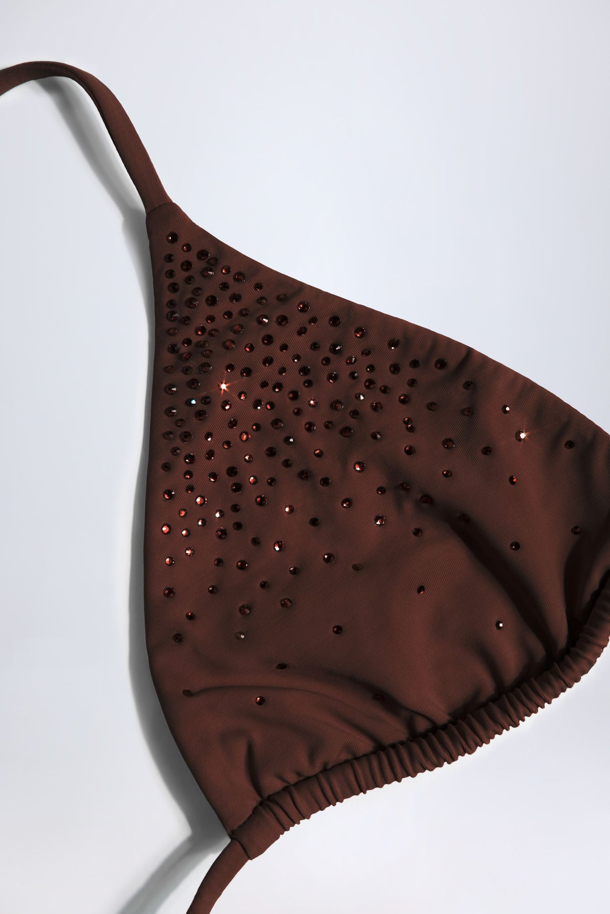 Embellished Triangle Bikini Top in Chocolate Brown - 5