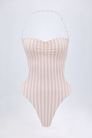 Cut-Out Halterneck Swimsuit in Mauve