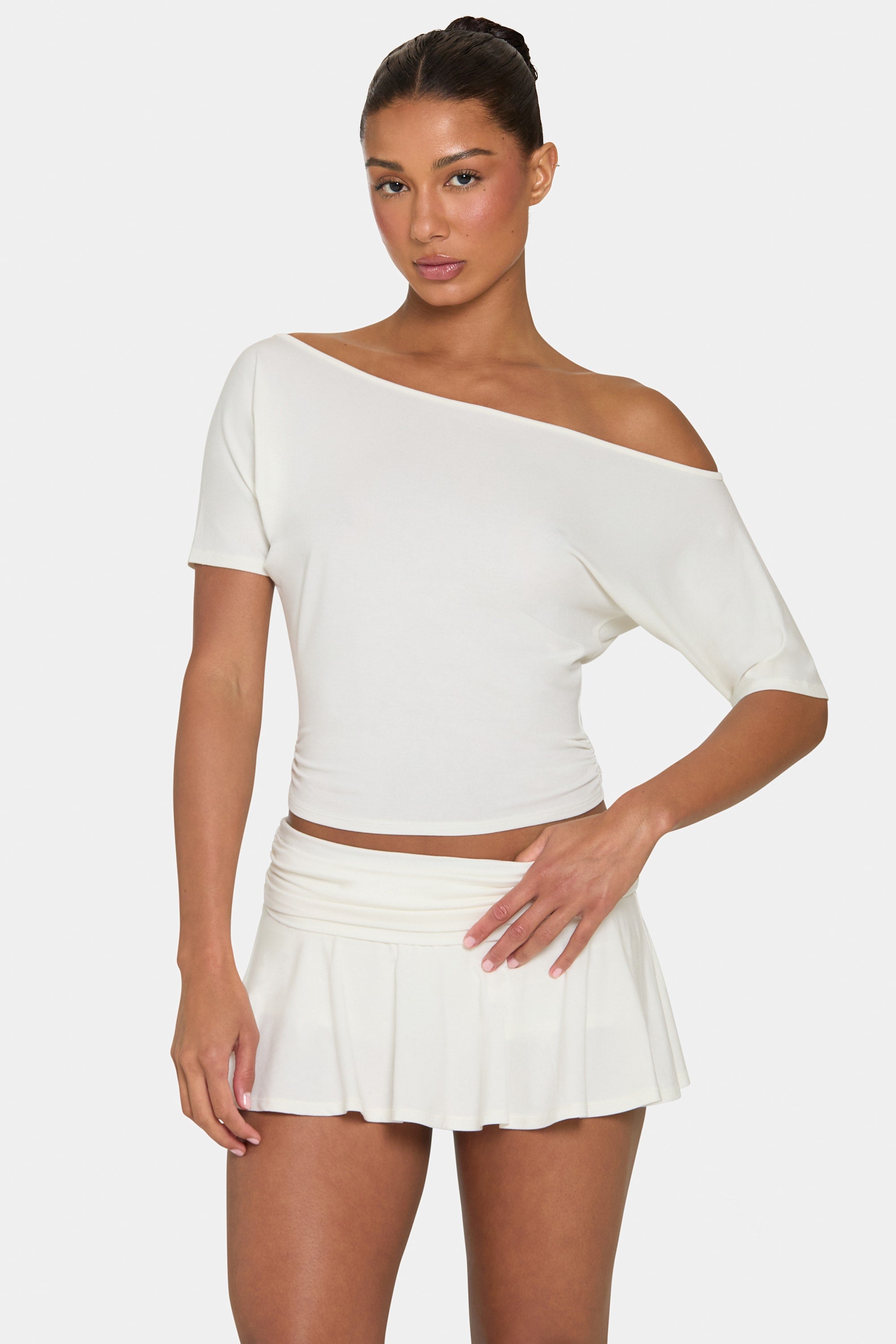 ButterCloud™ Slouchy Off-Shoulder Top in Coconut