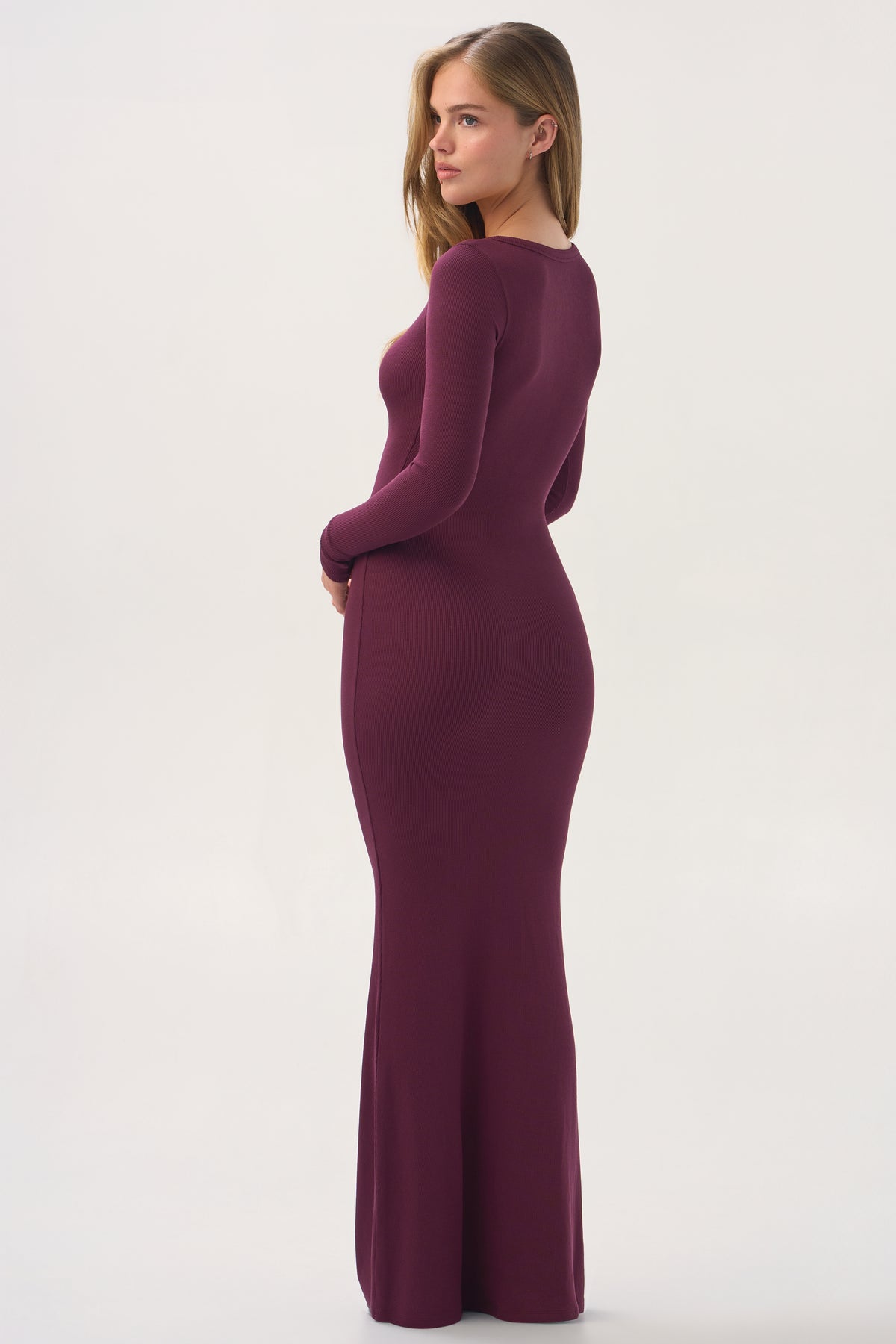 ButterCloud™ Long-Sleeve Maxi Dress in Plum