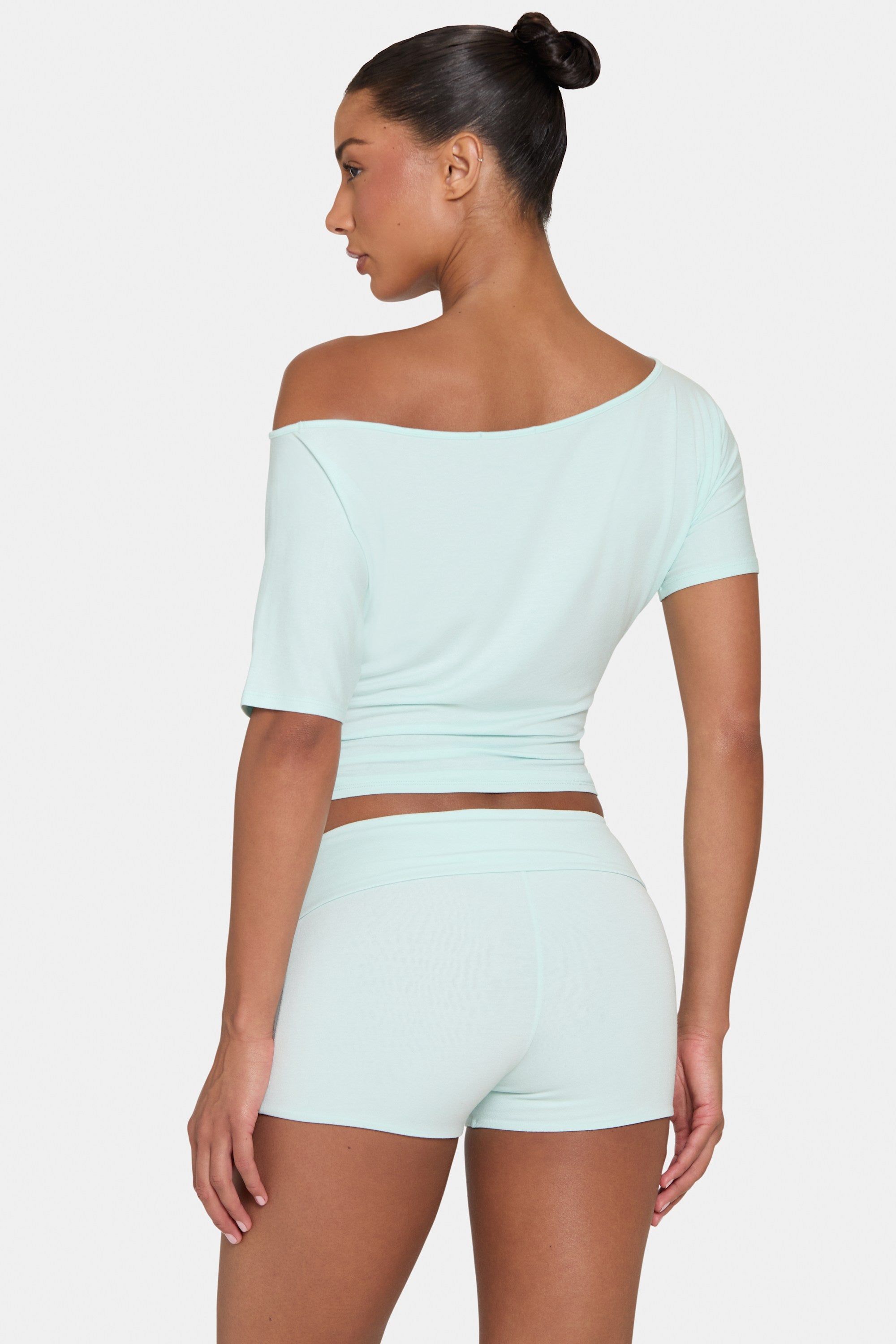 ButterCloud™ Mini Foldover Shorts in Peppermint - 2