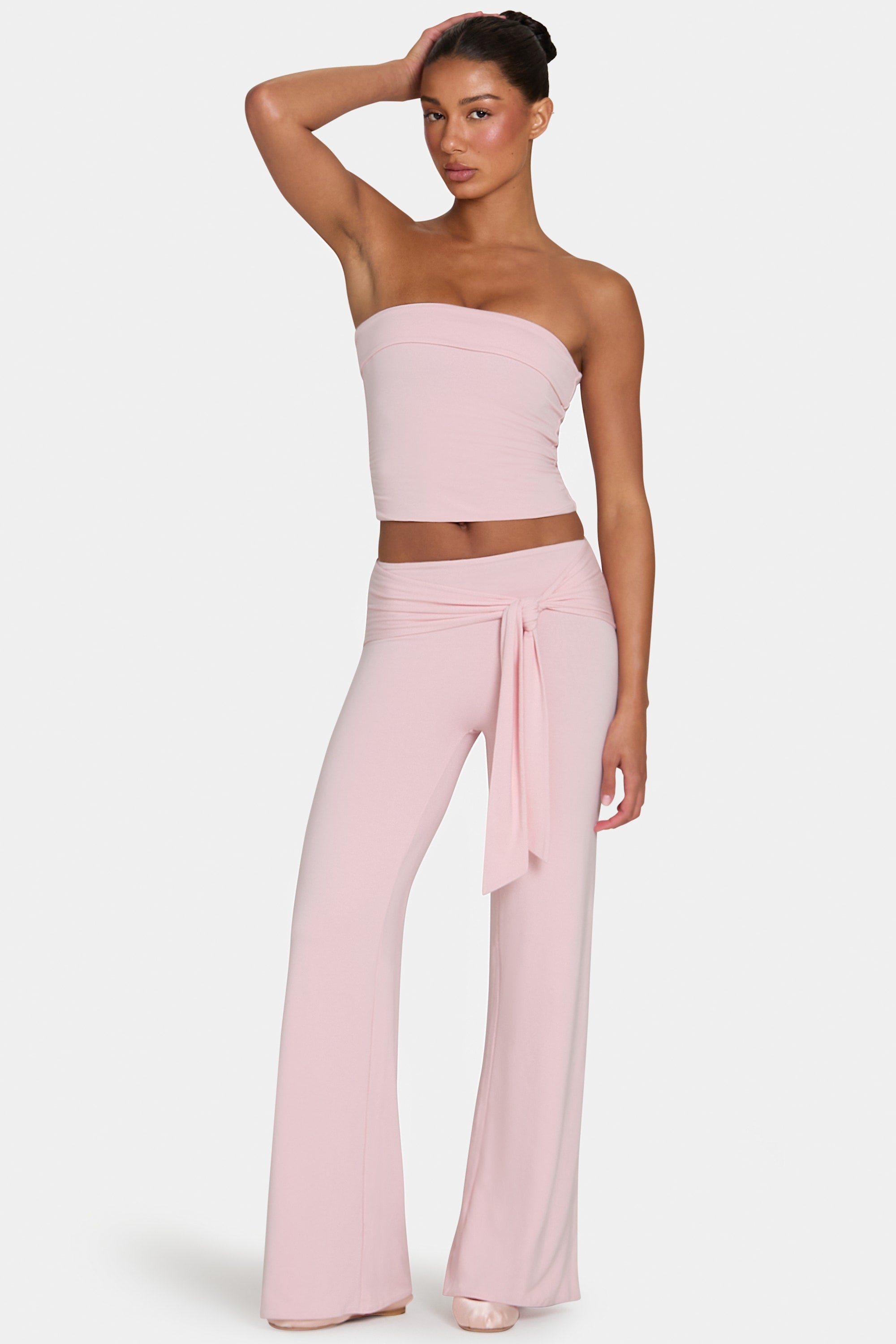 ButterCloud™ Tie-Waist Wide-Leg Trousers in Blush
