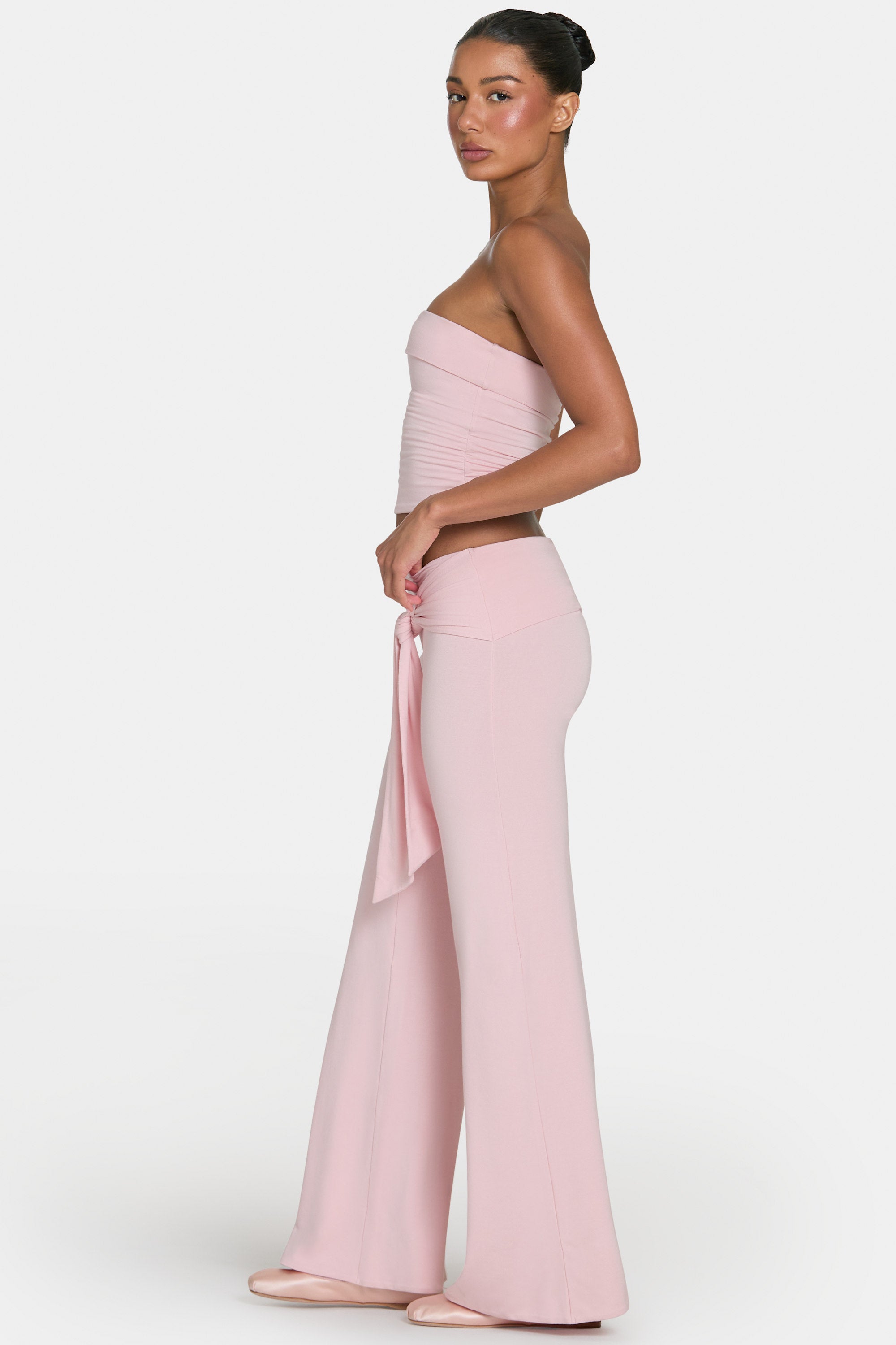 ButterCloud™ Tie-Waist Wide-Leg Trousers in Blush