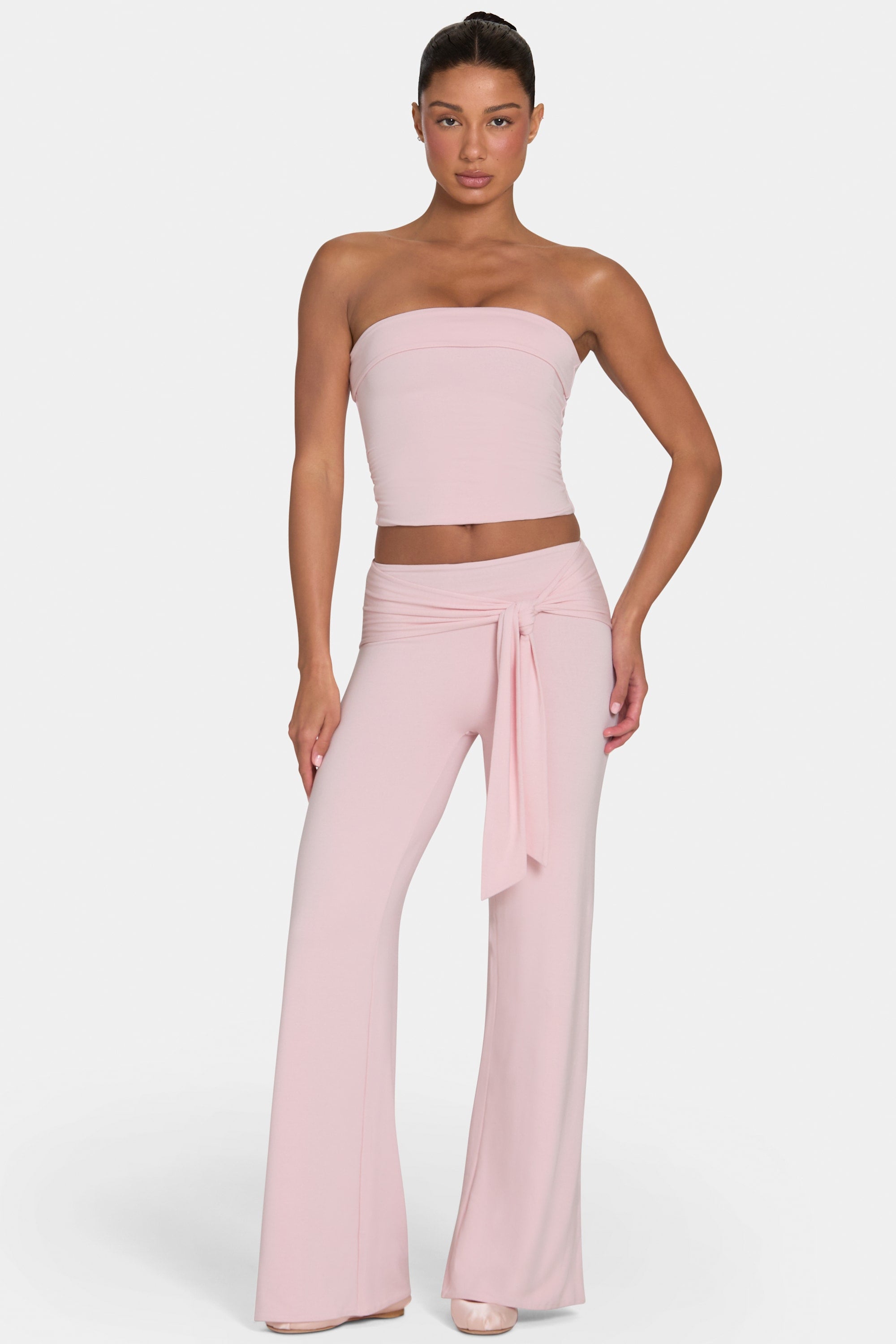 ButterCloud™ Tie-Waist Wide-Leg Trousers in Blush