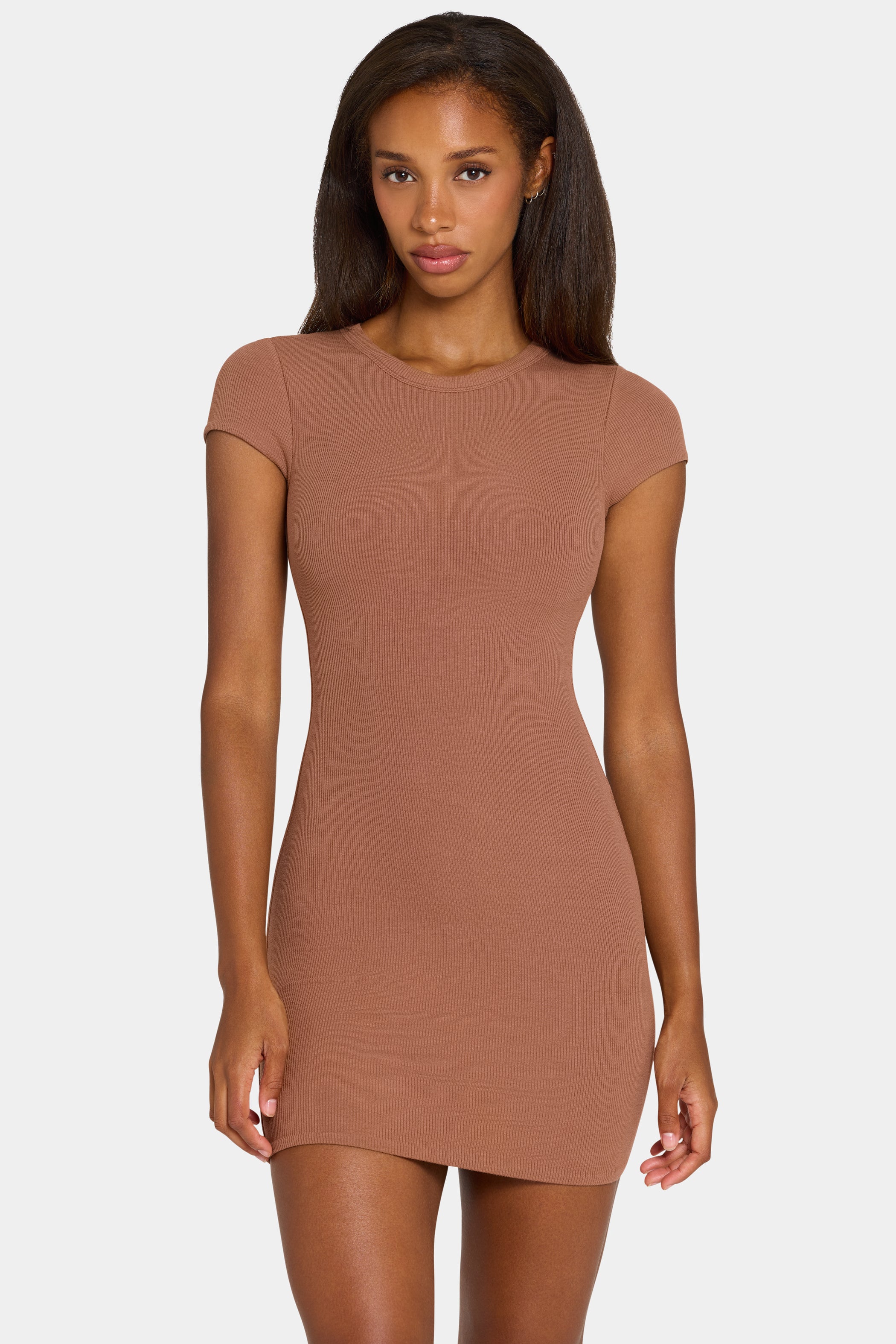 ButterCloud™ Cap Sleeve Mini Dress in Cocoa