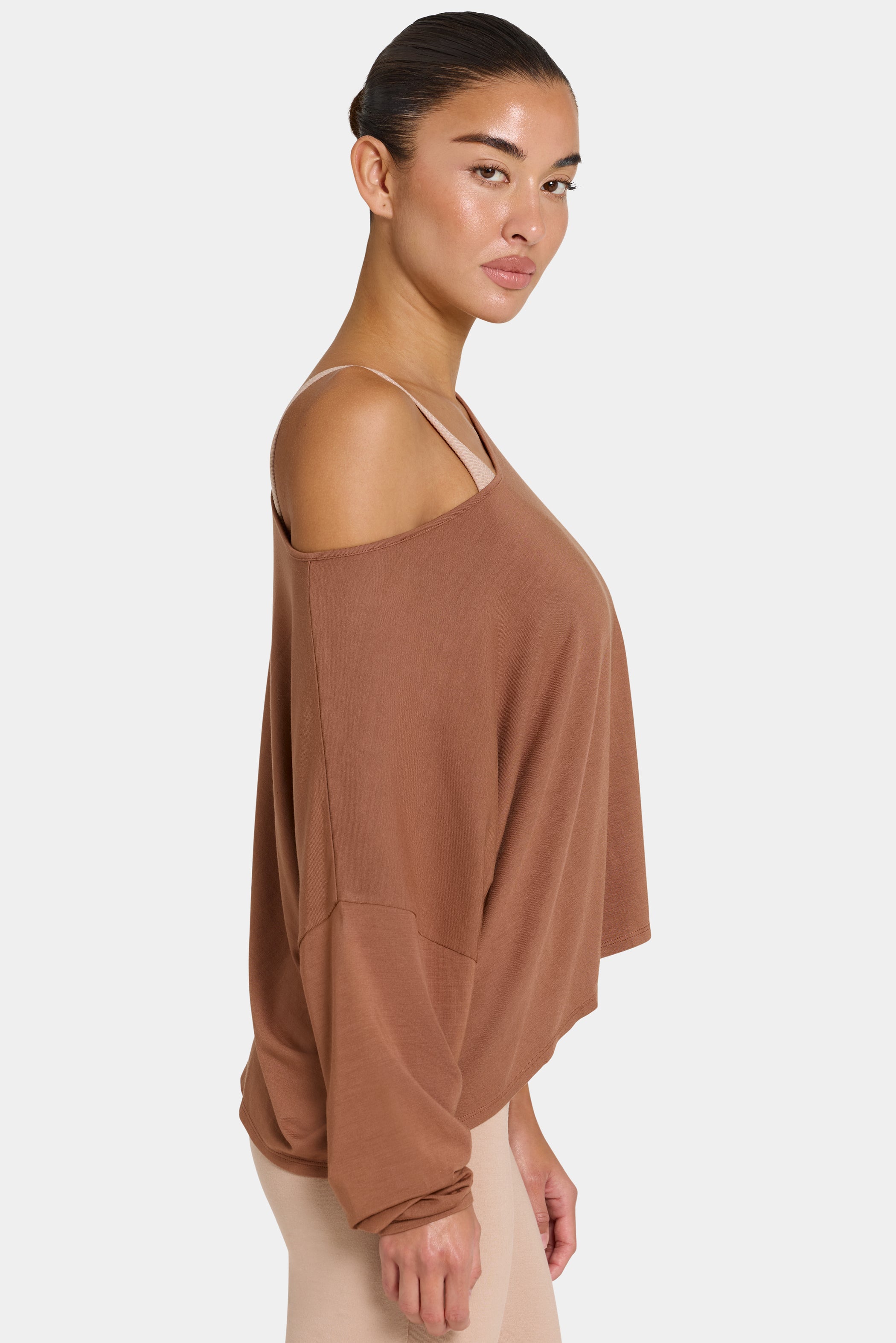 ButterCloud™ Slouchy Off-Shoulder Top in Cocoa
