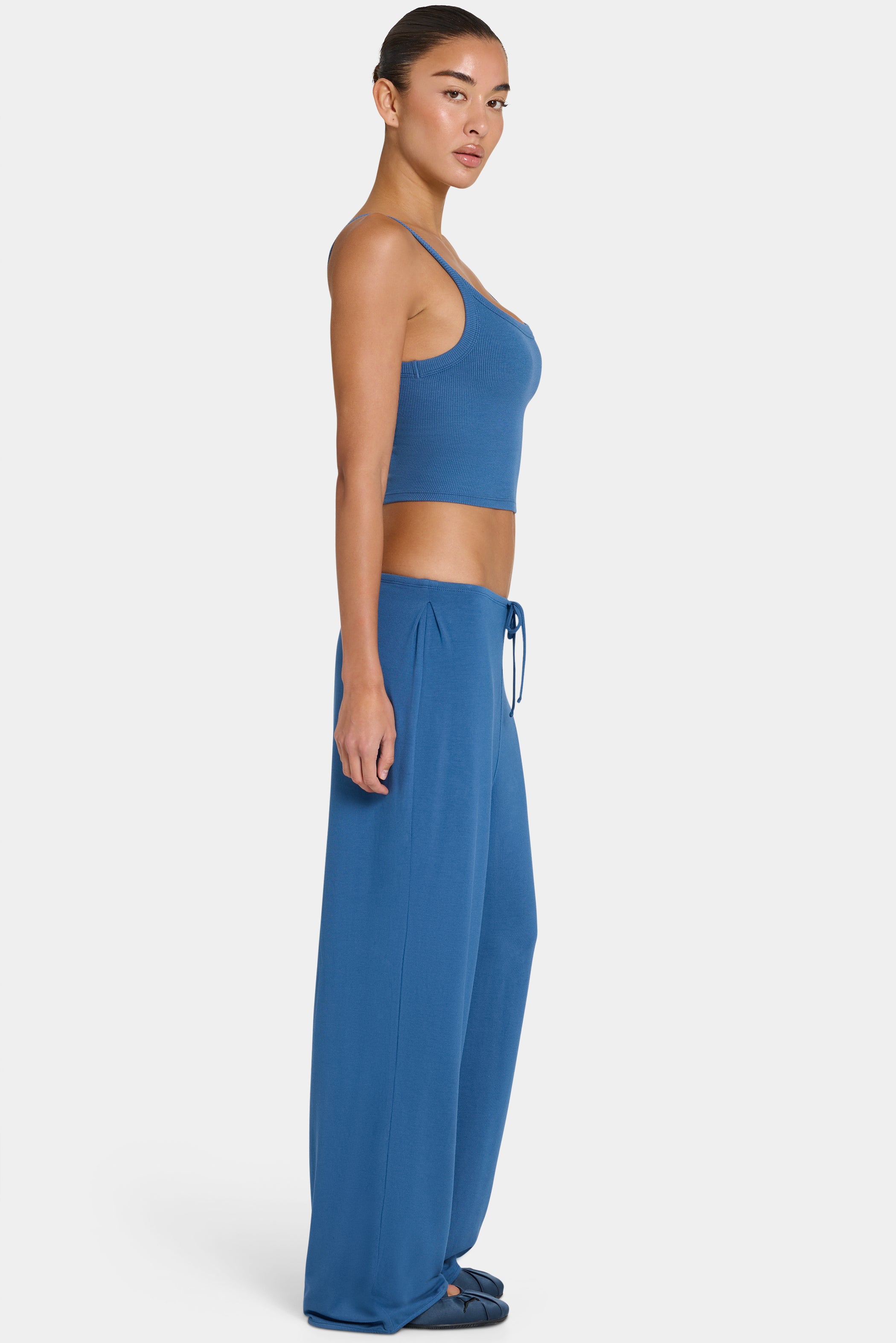 ButterCloud™ Tie-Waist Wide-Leg Trousers in Marine