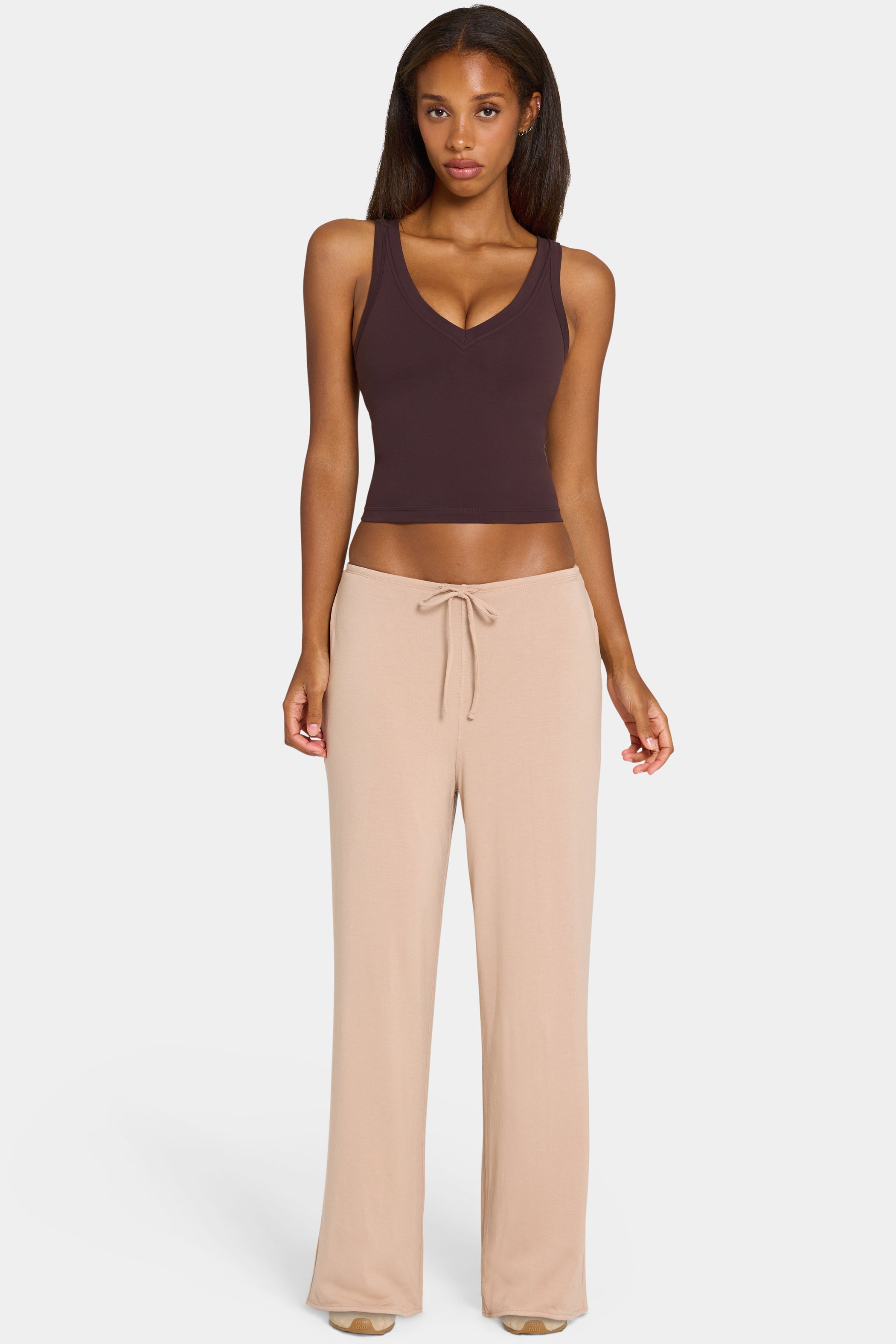 ButterCloud™ Tie-Waist Wide-Leg Trousers in Oatmeal