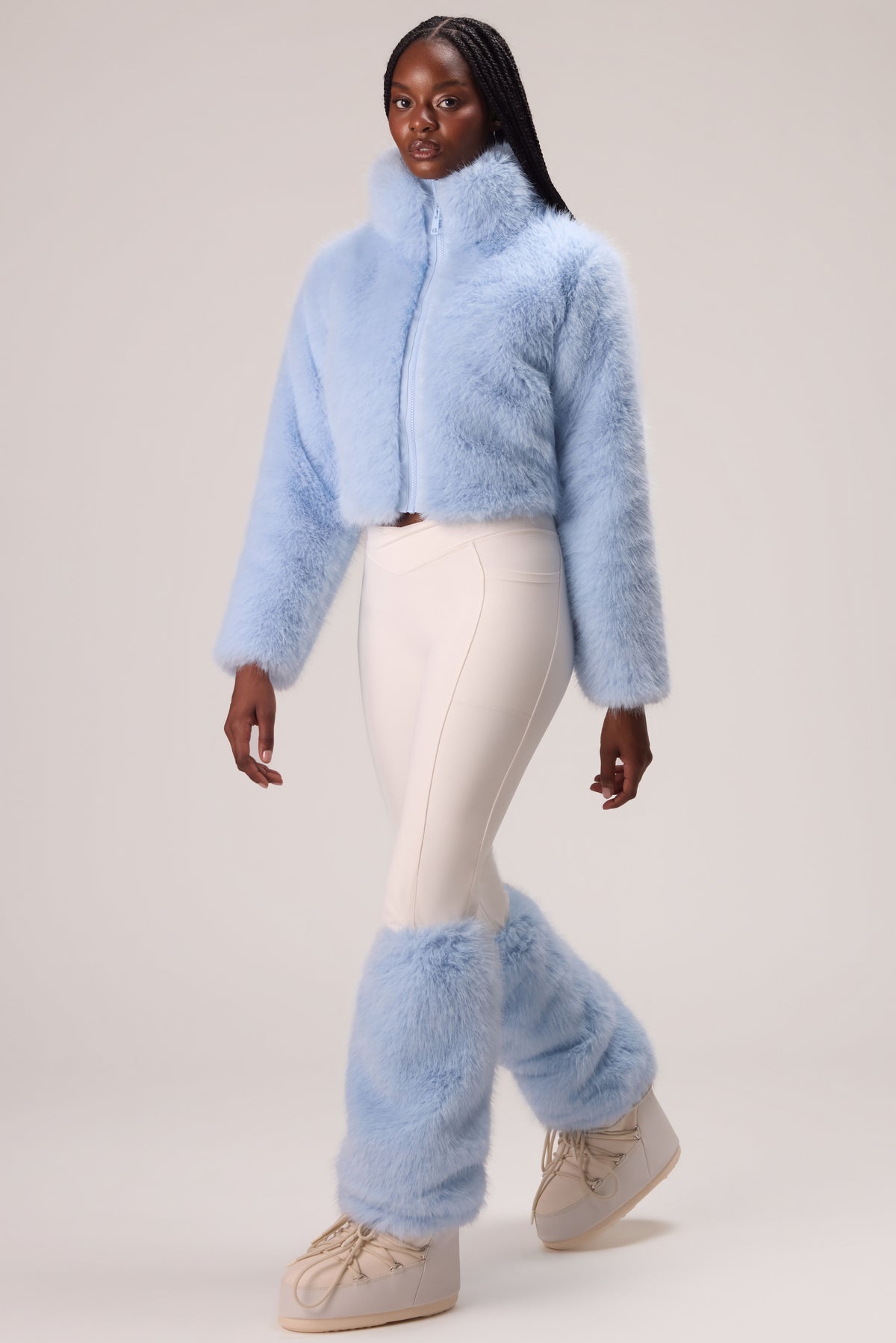 Faux Fur Boot Covers in Powder Blue - 2