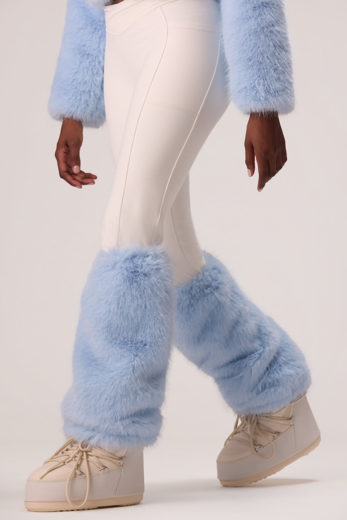 Faux Fur Boot Covers in Powder Blue - 1
