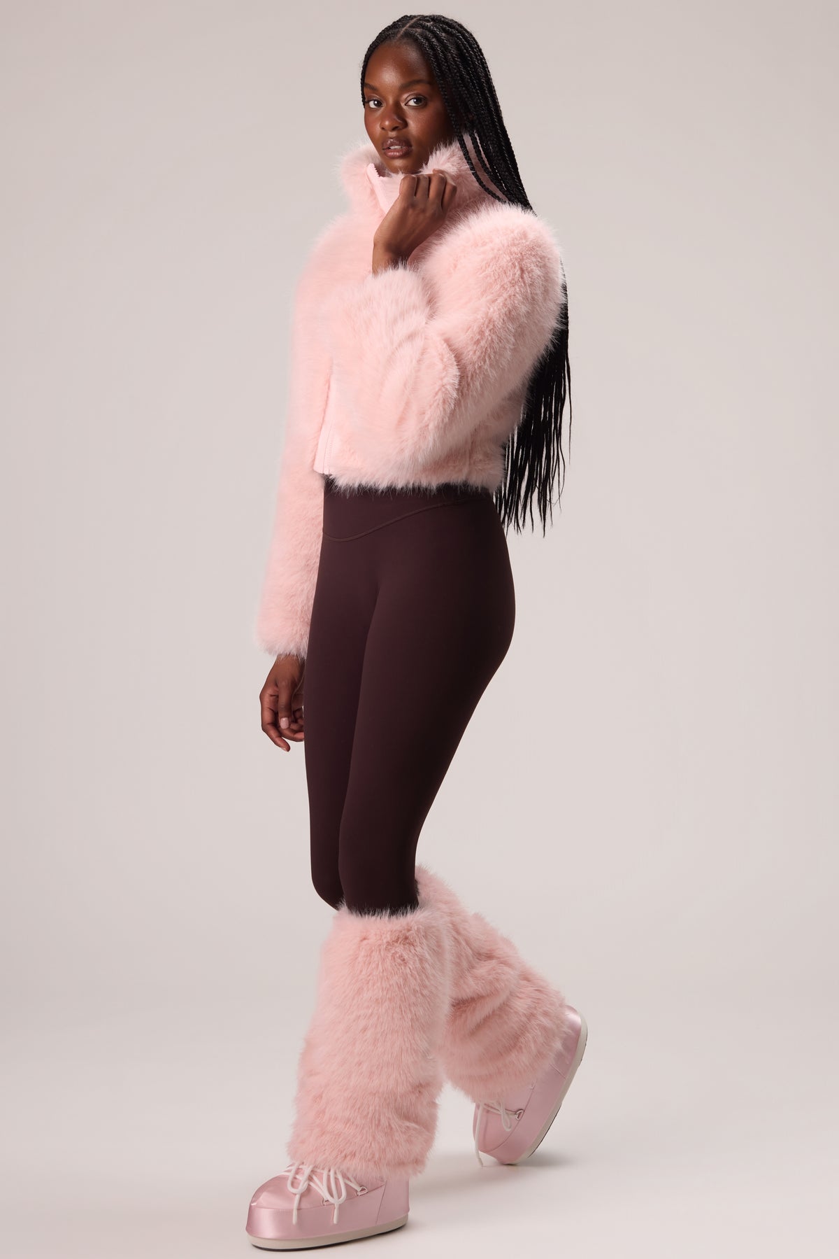 Faux Fur Boot Covers in Powder Pink - 2