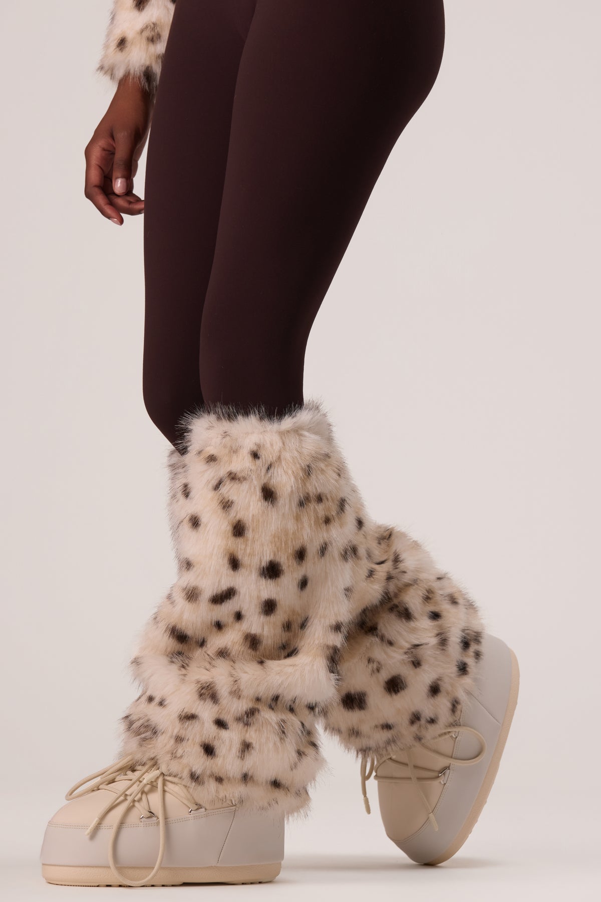 Faux Fur Boot Covers in Snow Leopard