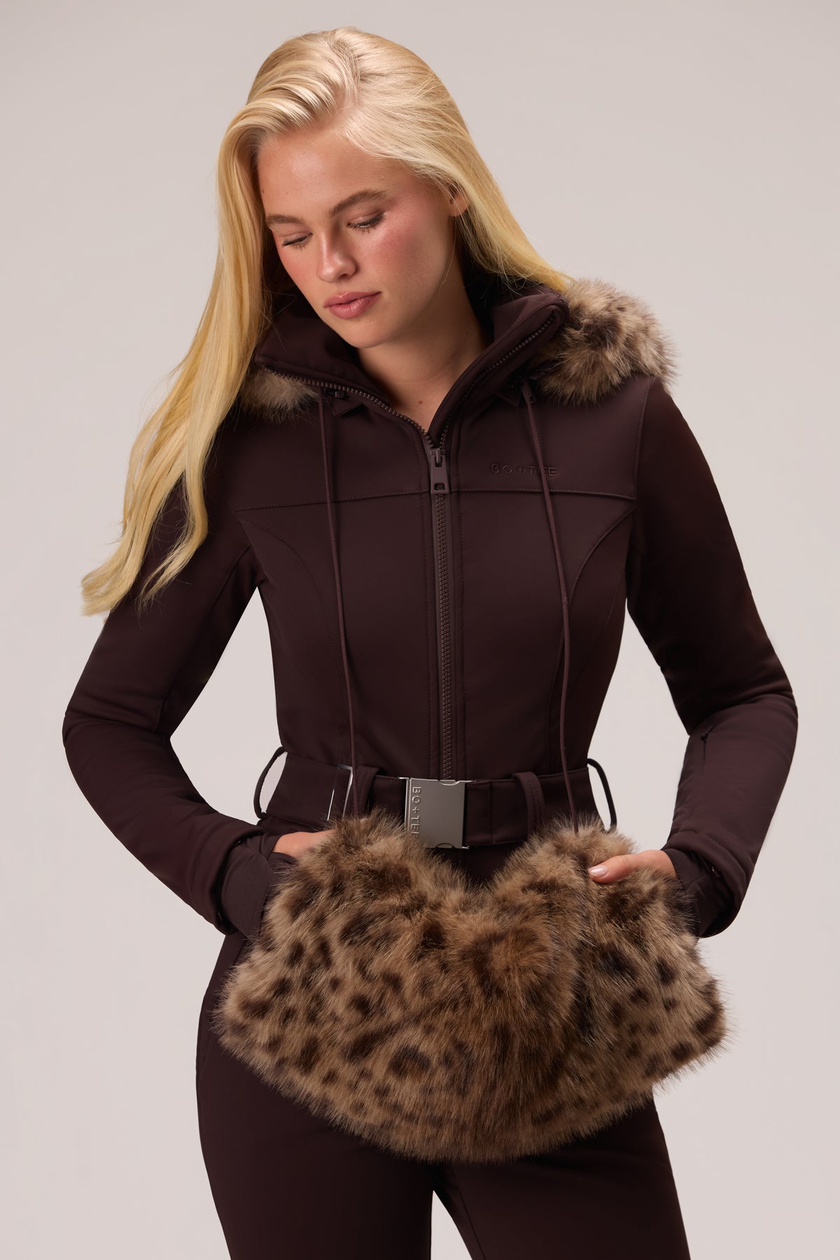 Faux Fur Hand Warmer in Brown Leopard - 2