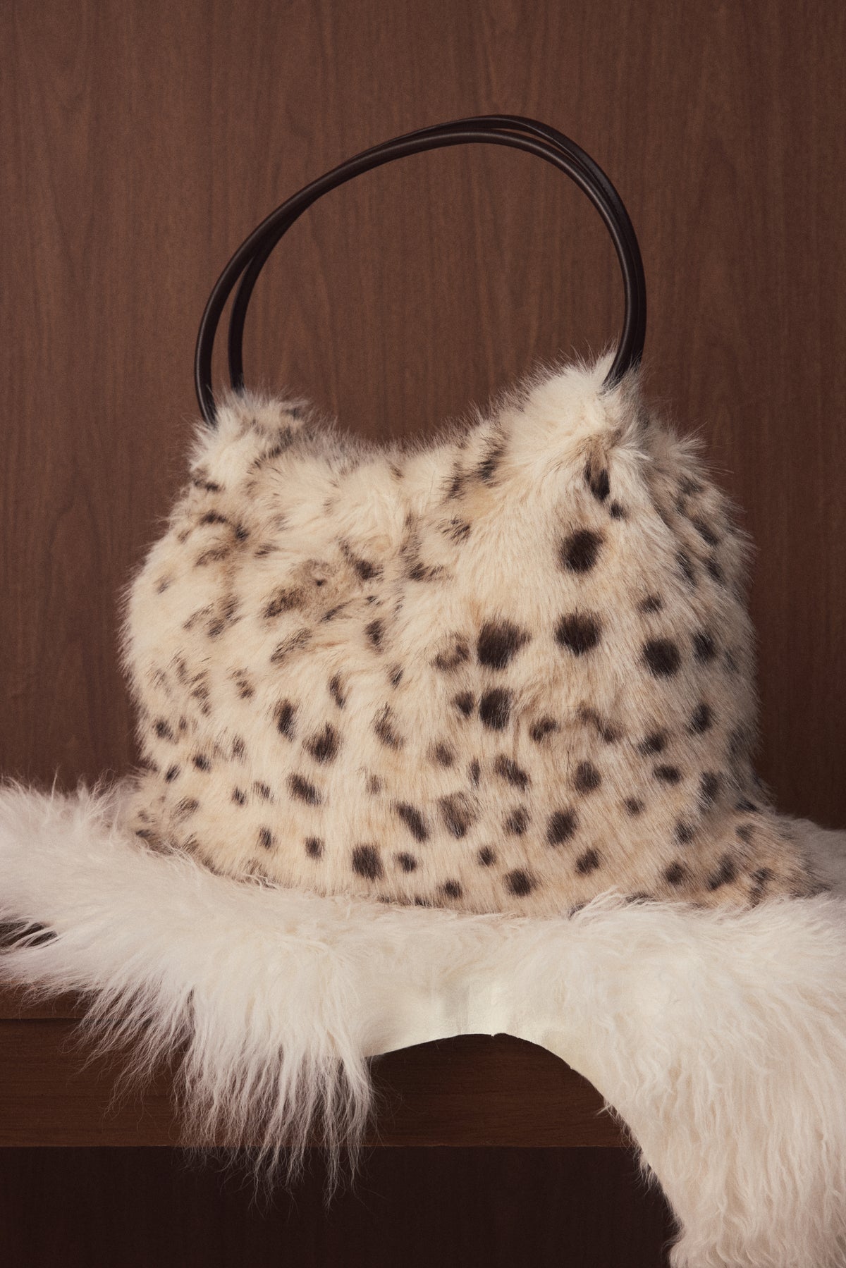 Faux Fur Tote Bag in Snow Leopard - 1