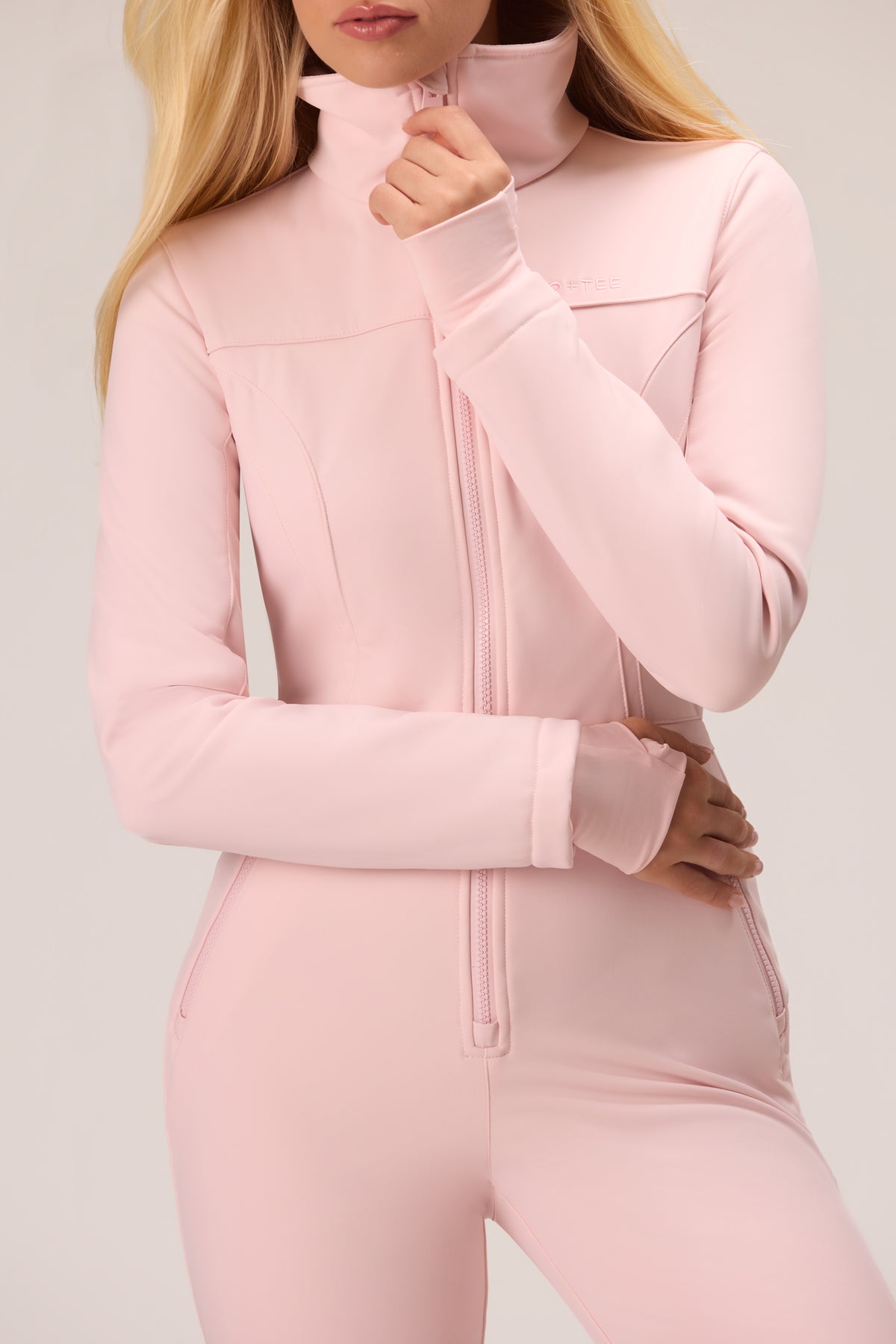 Faux Fur Ski Suit in Powder Pink