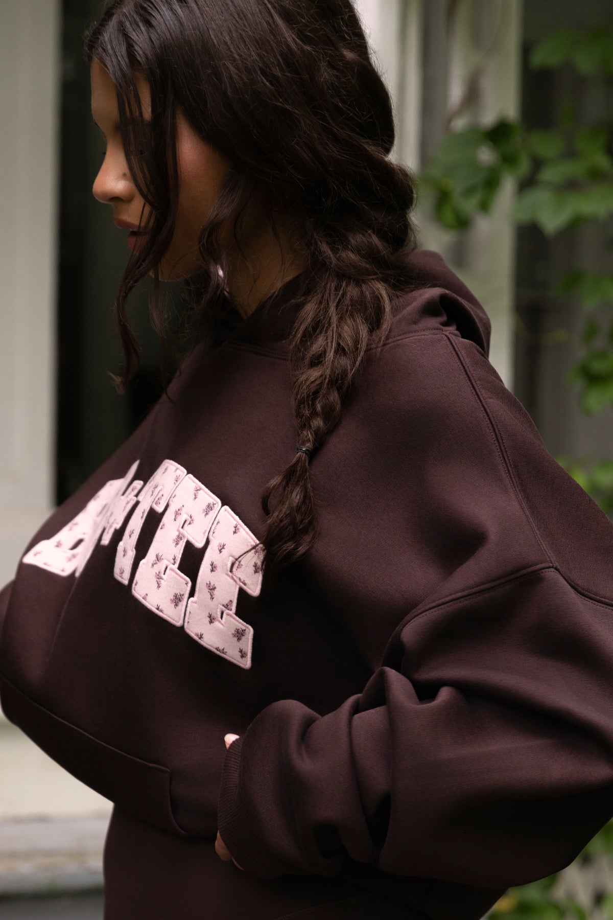 Oversized Applique Hoodie in Espresso - 2