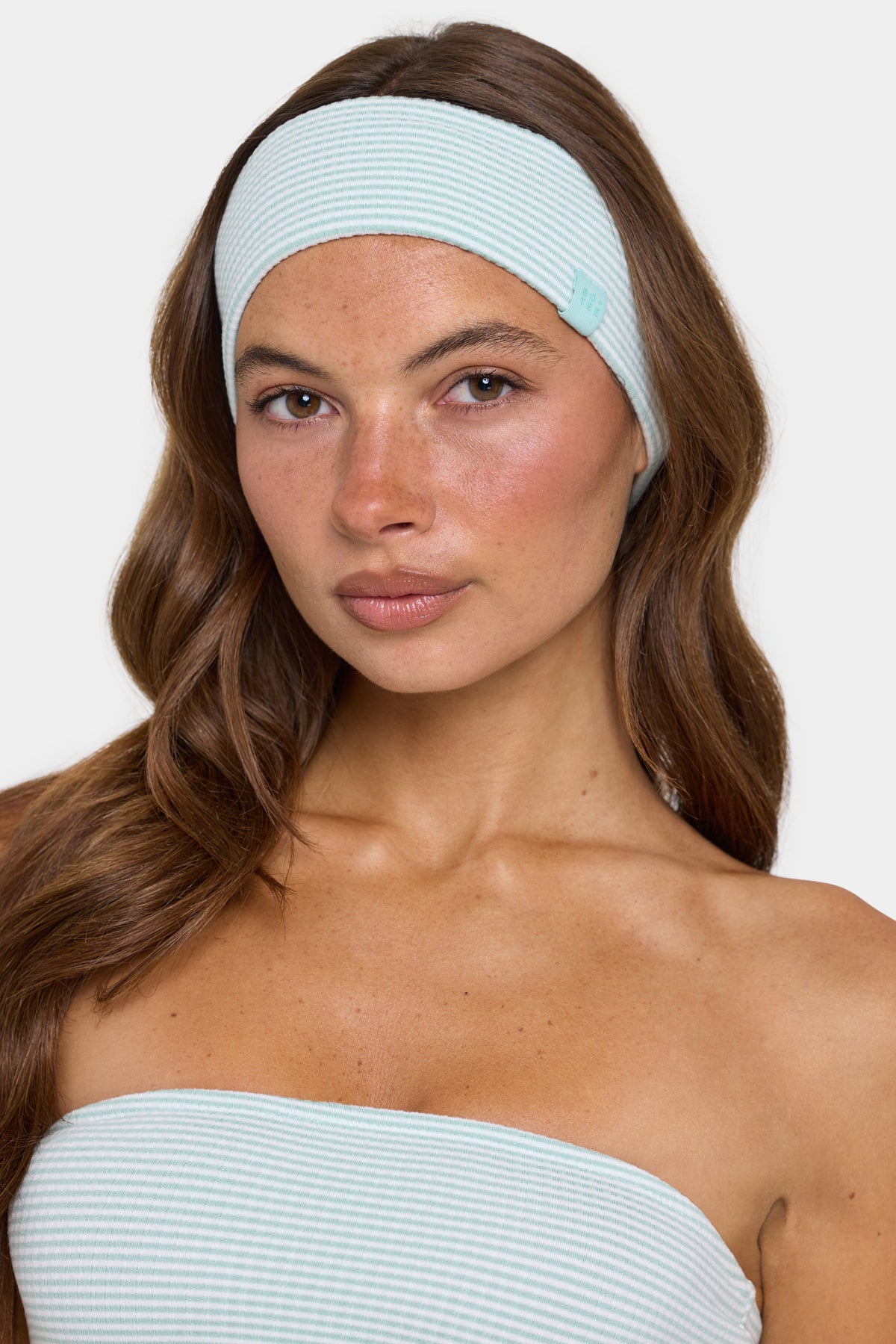 Ribbed Jersey Headband in Mint Stripe - 1