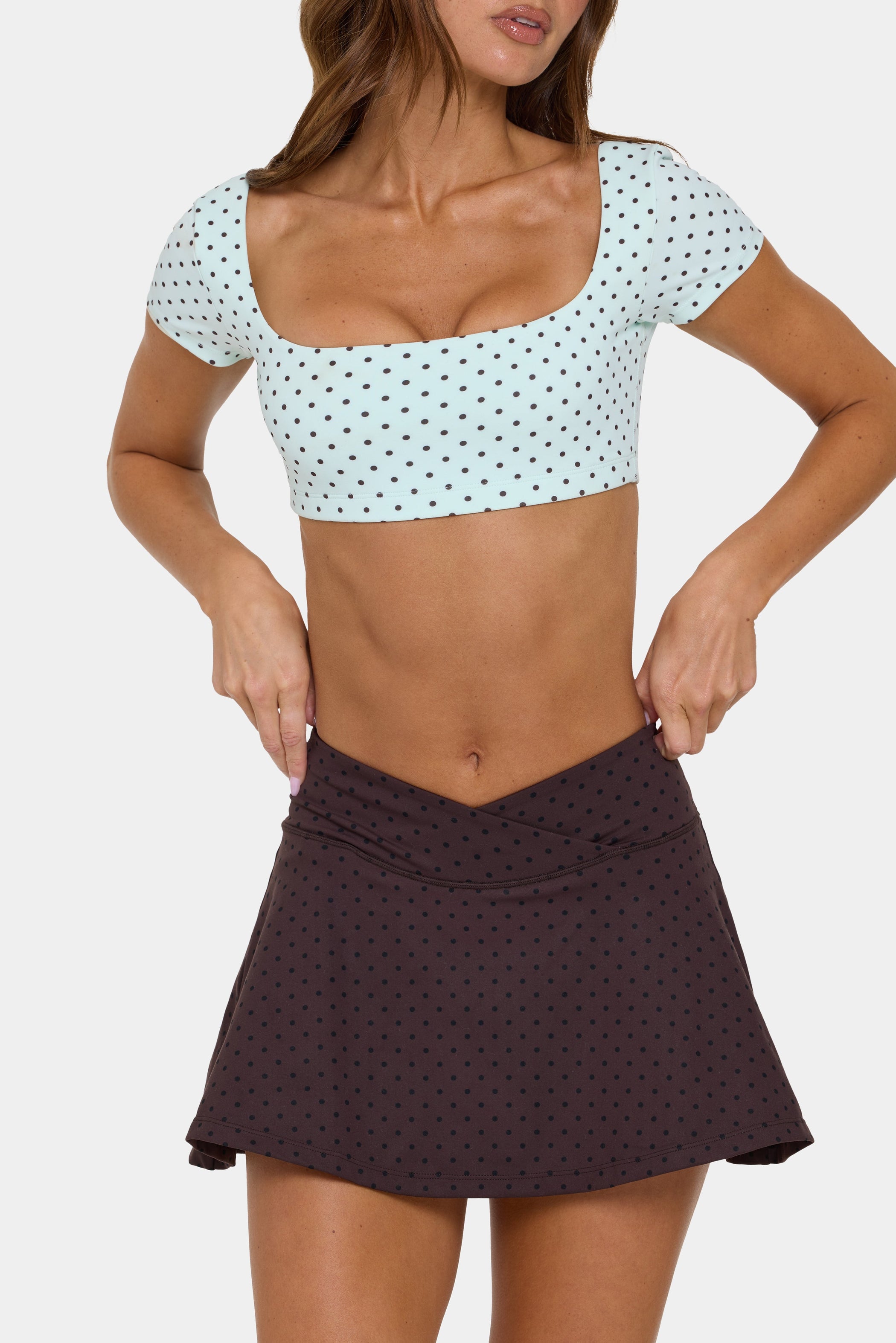 Soft Active Cap Sleeve Crop Top in Mint Chip - 2