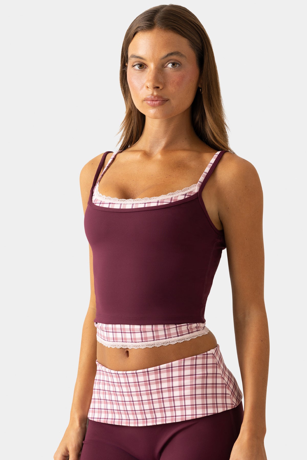 Soft Active Double-Layer Tank Top in Plum