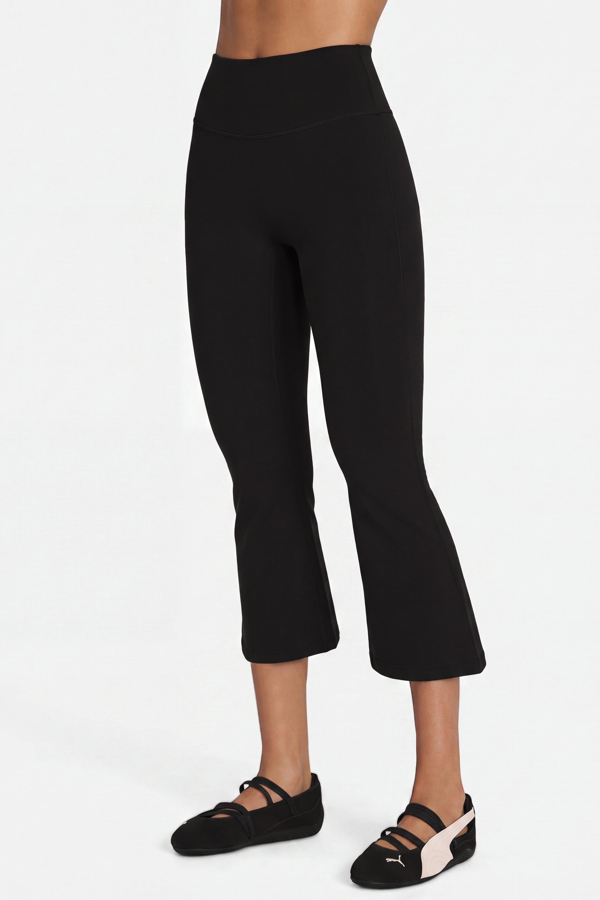 Soft Active Flared Capri Leggings in Black