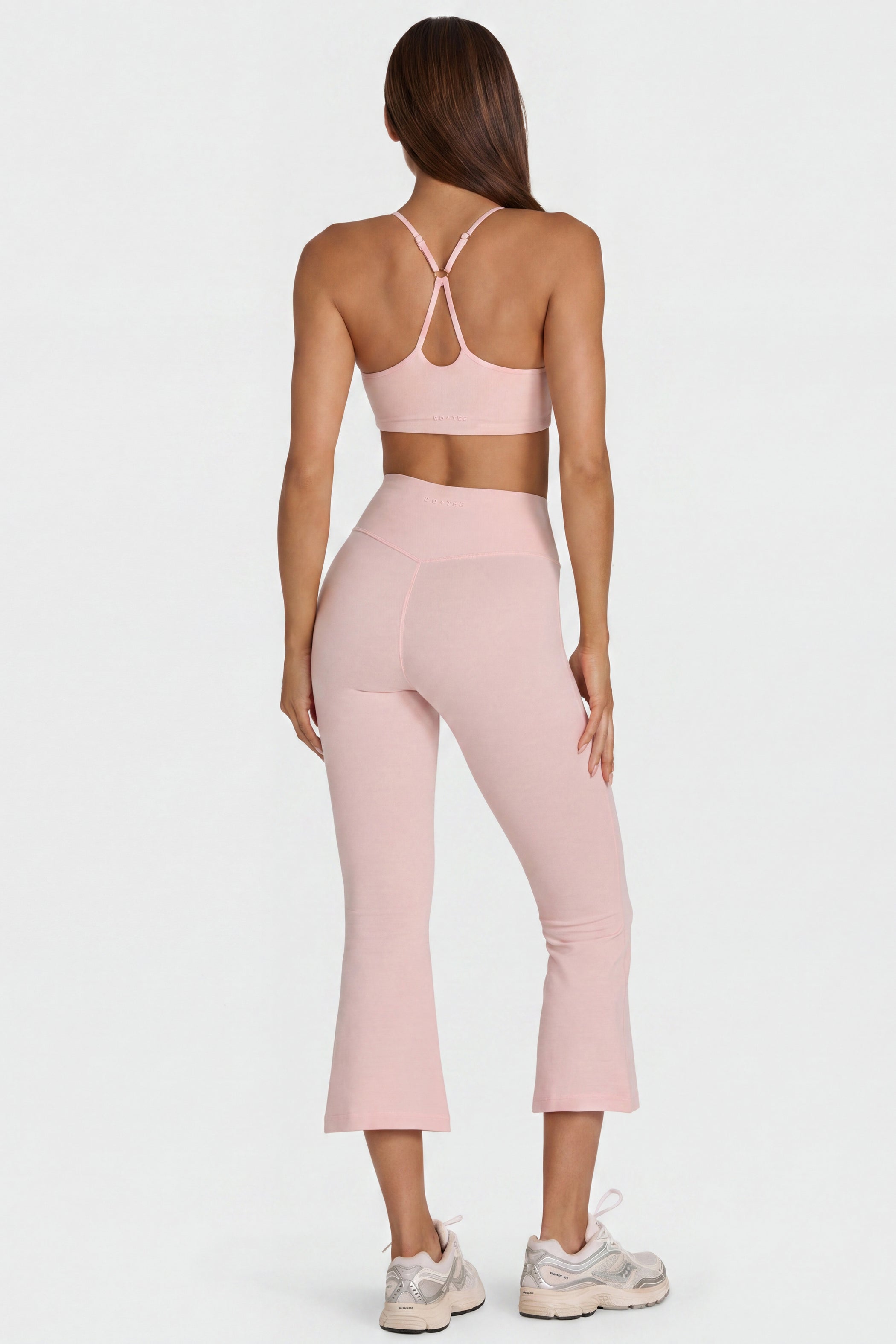 Soft Active Flared Capri Leggings in Blush Marl