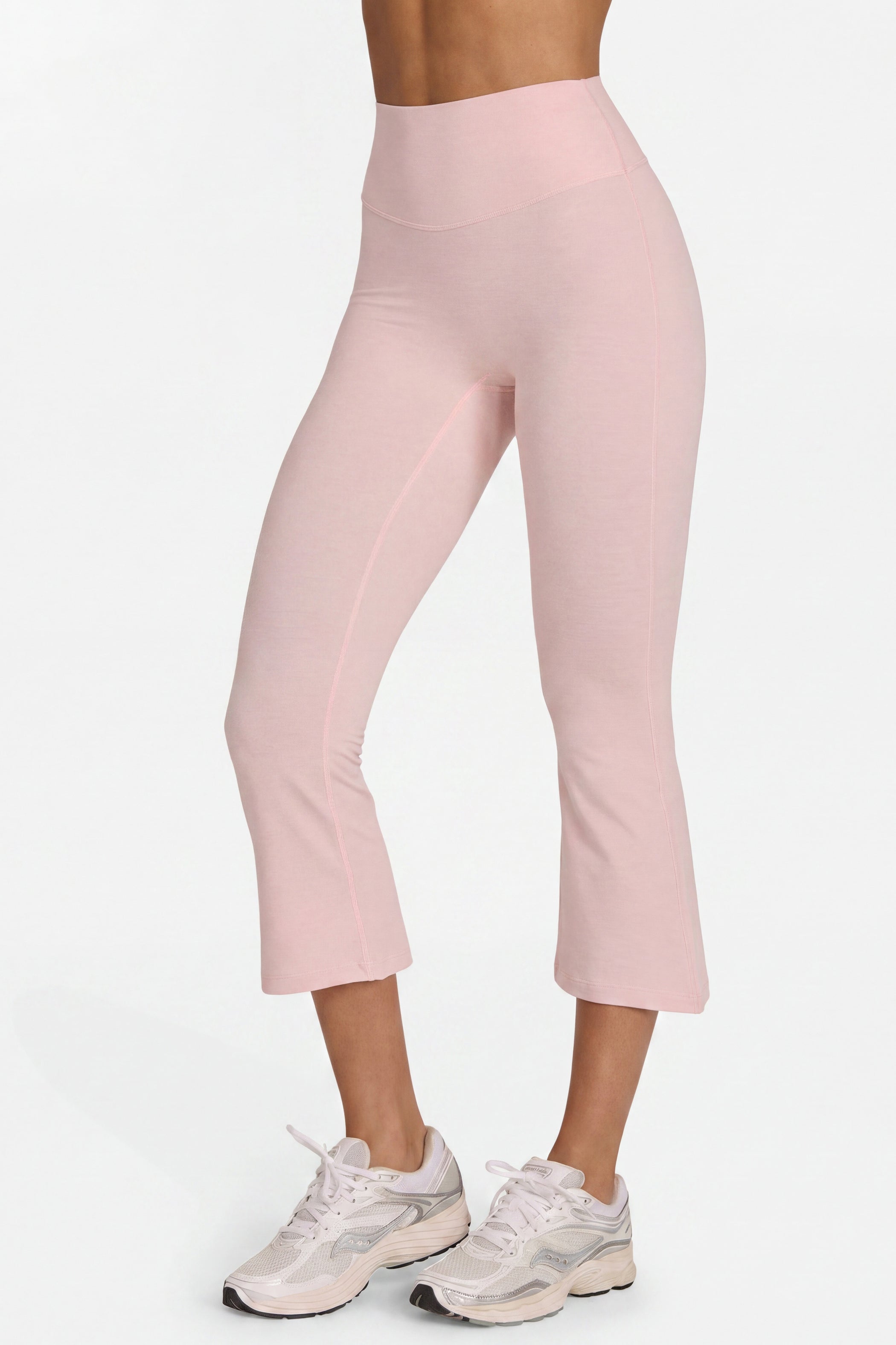 Soft Active Flared Capri Leggings in Blush Marl