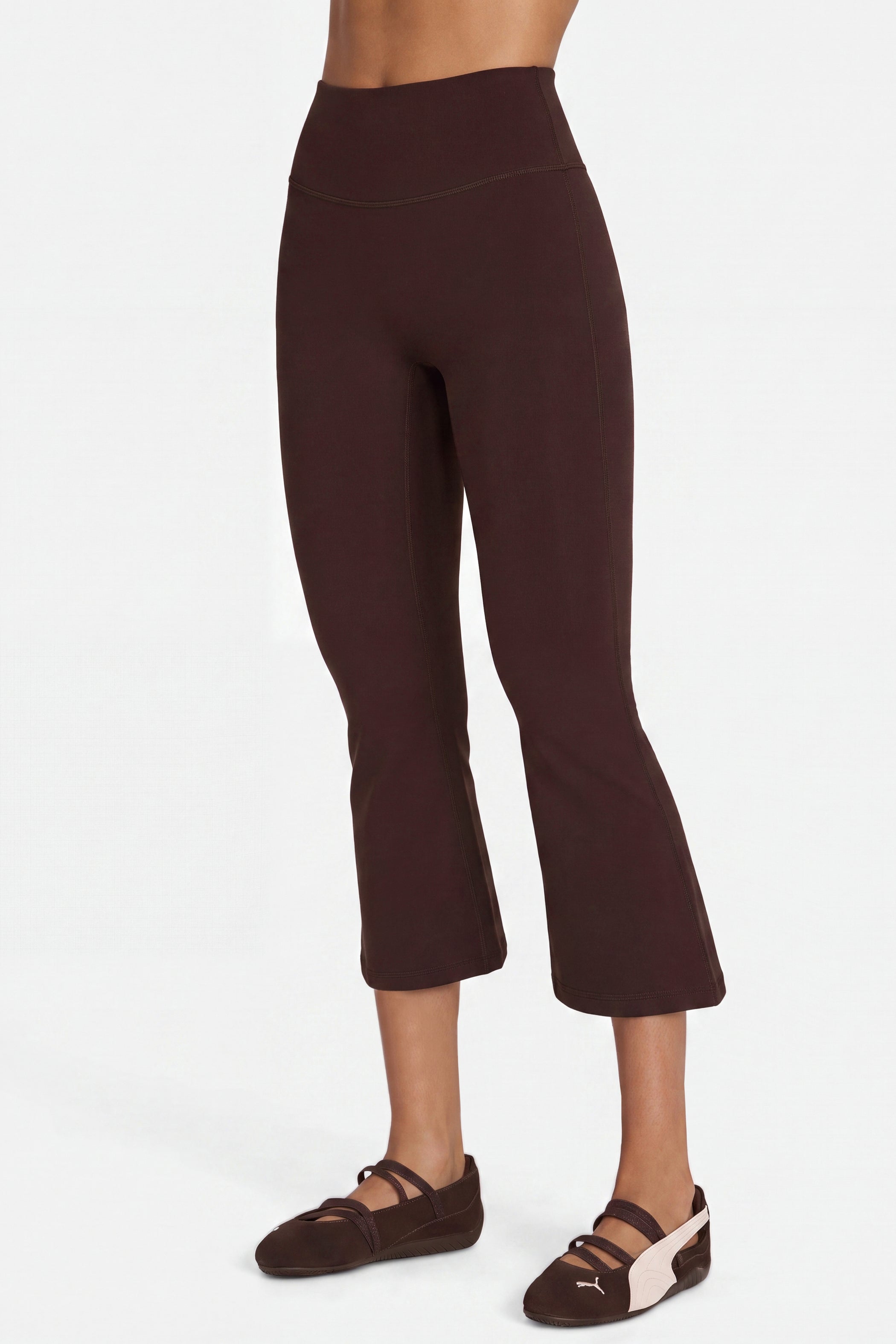 Soft Active Flared Capri Leggings in Espresso