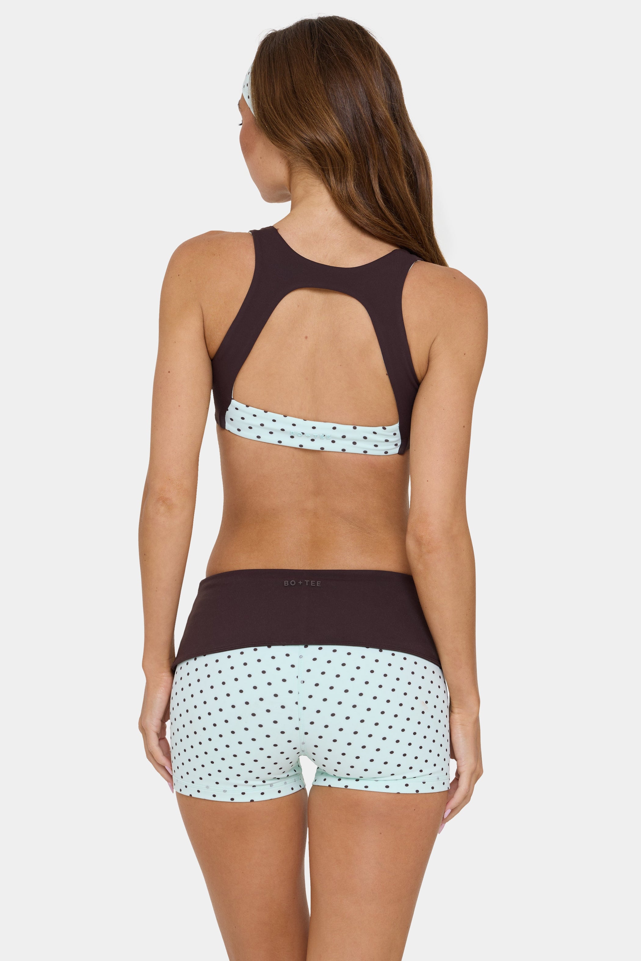 Soft Active Foldover Mini Shorts in Mint Chip - 2