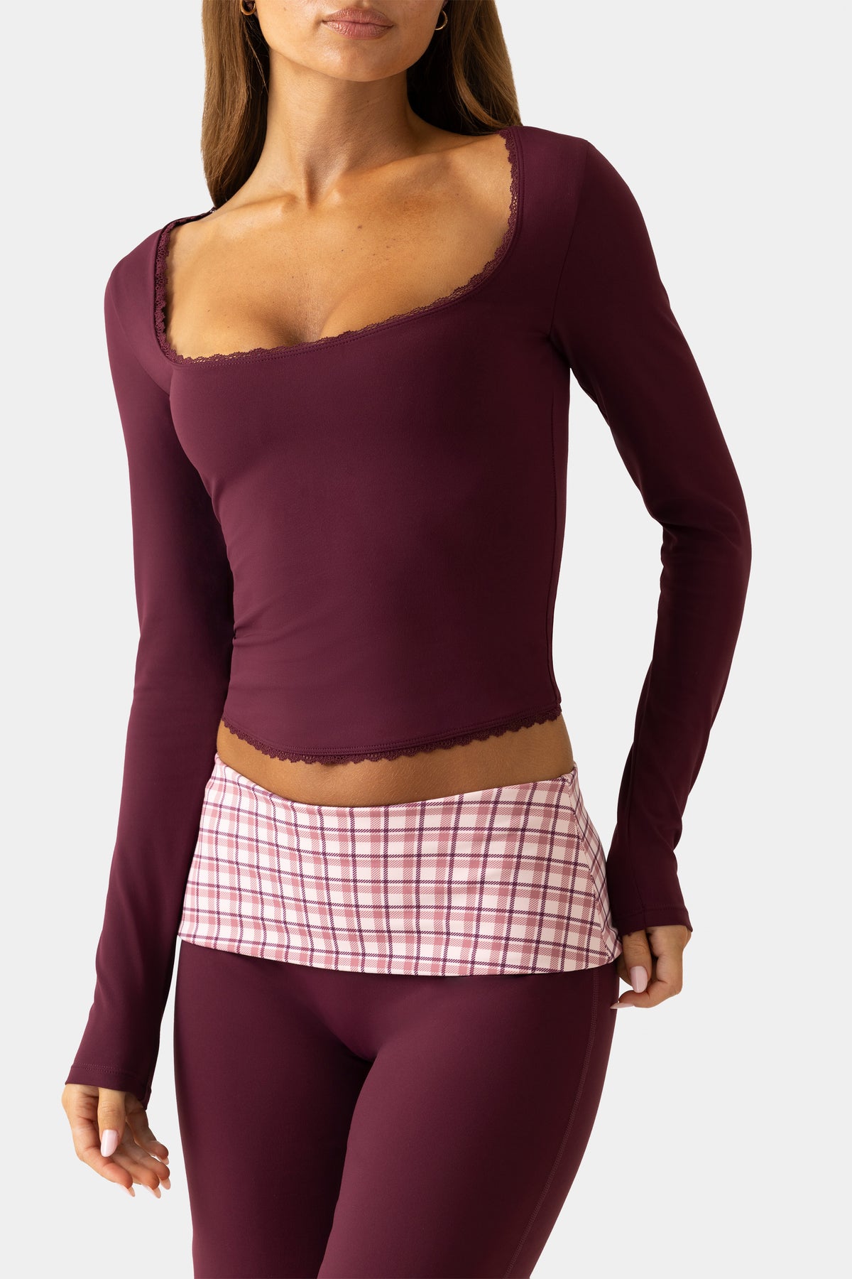 Soft Active Long-Sleeve Top in Plum