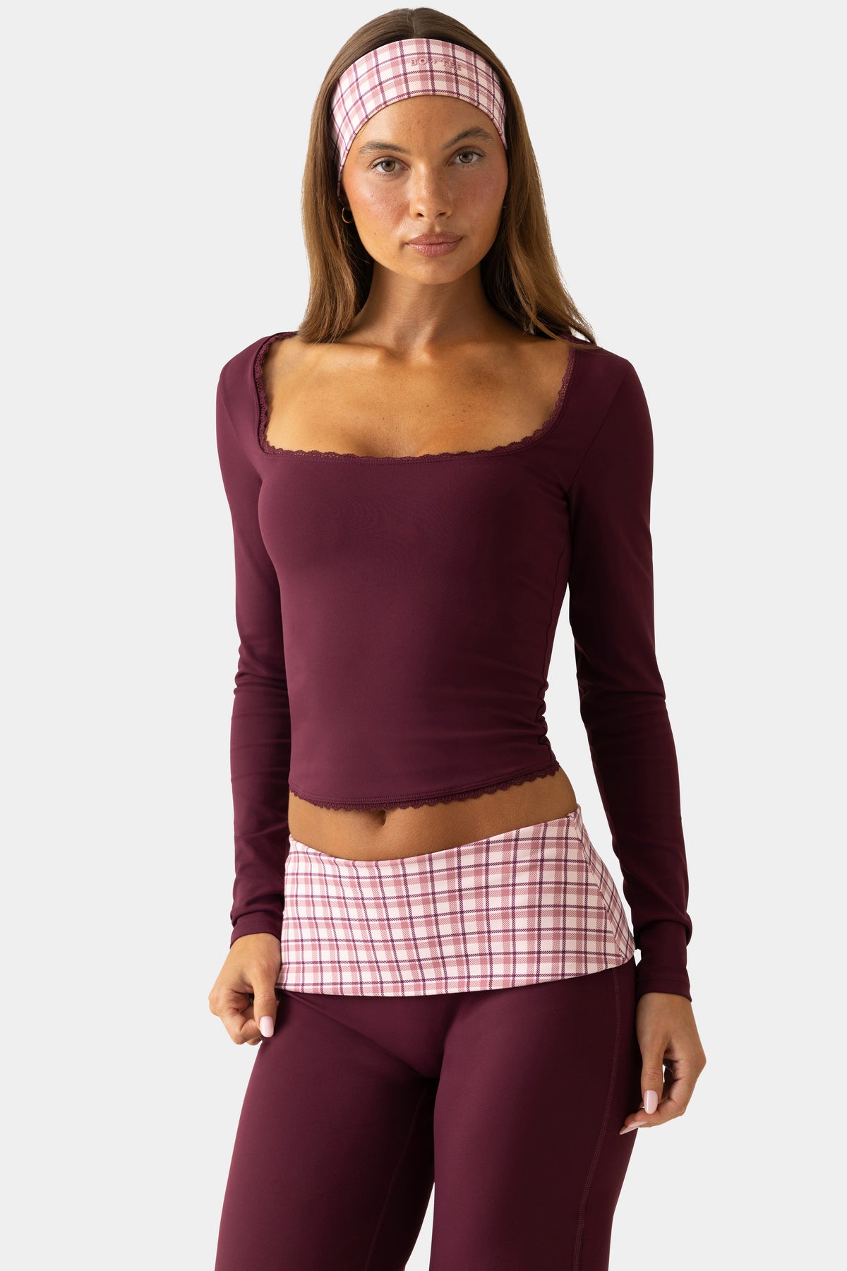 Soft Active Long-Sleeve Top in Plum