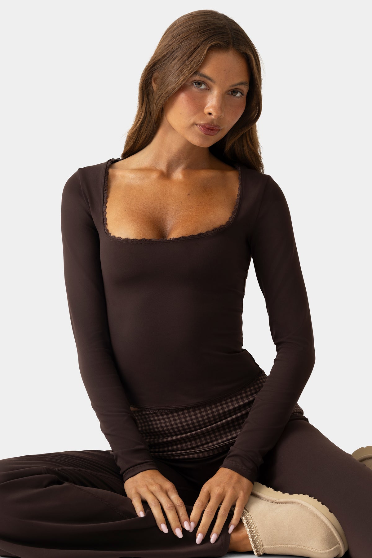 Soft Active Long-Sleeve Top in Espresso - 2