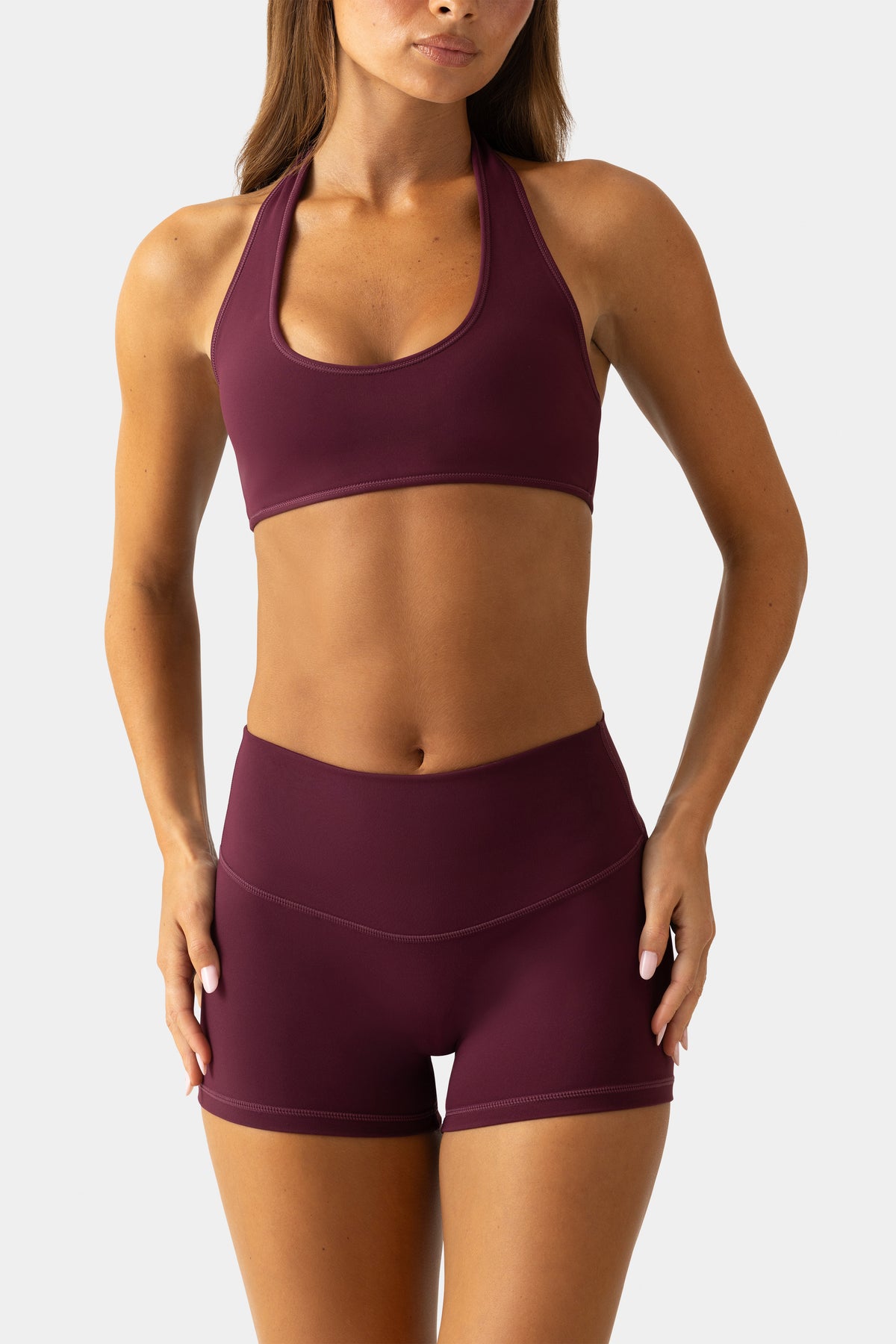 Soft Active Mini Shorts in Plum - 1