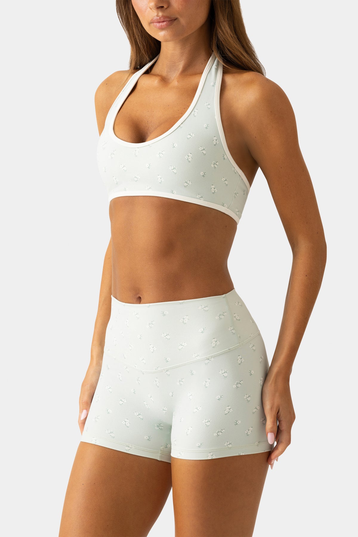 Soft Active Mini Shorts in Matcha Meadow - 1